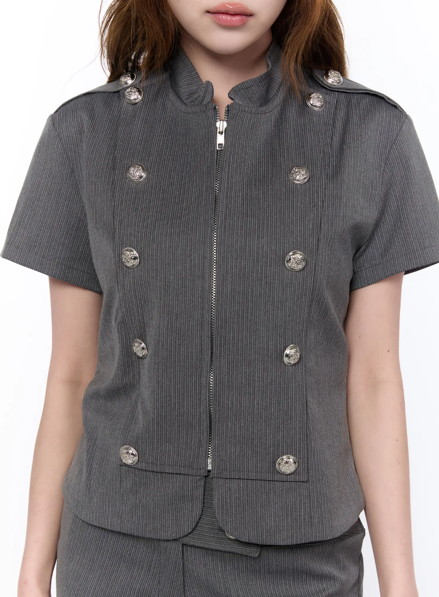 Military Style Short Sleeve Jacket CA520 - Image 5