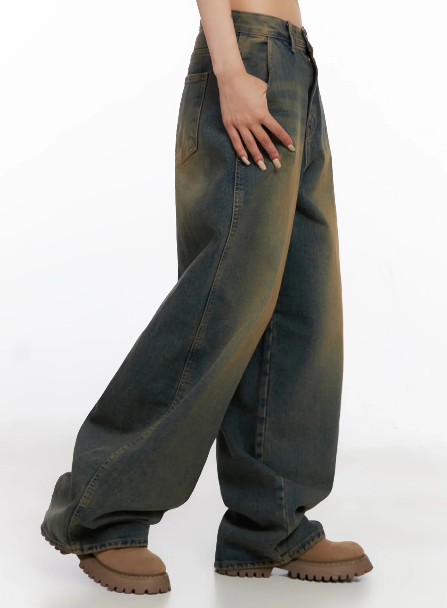 Minju Vintage Washed Baggy Jeans IS508 - Image 10