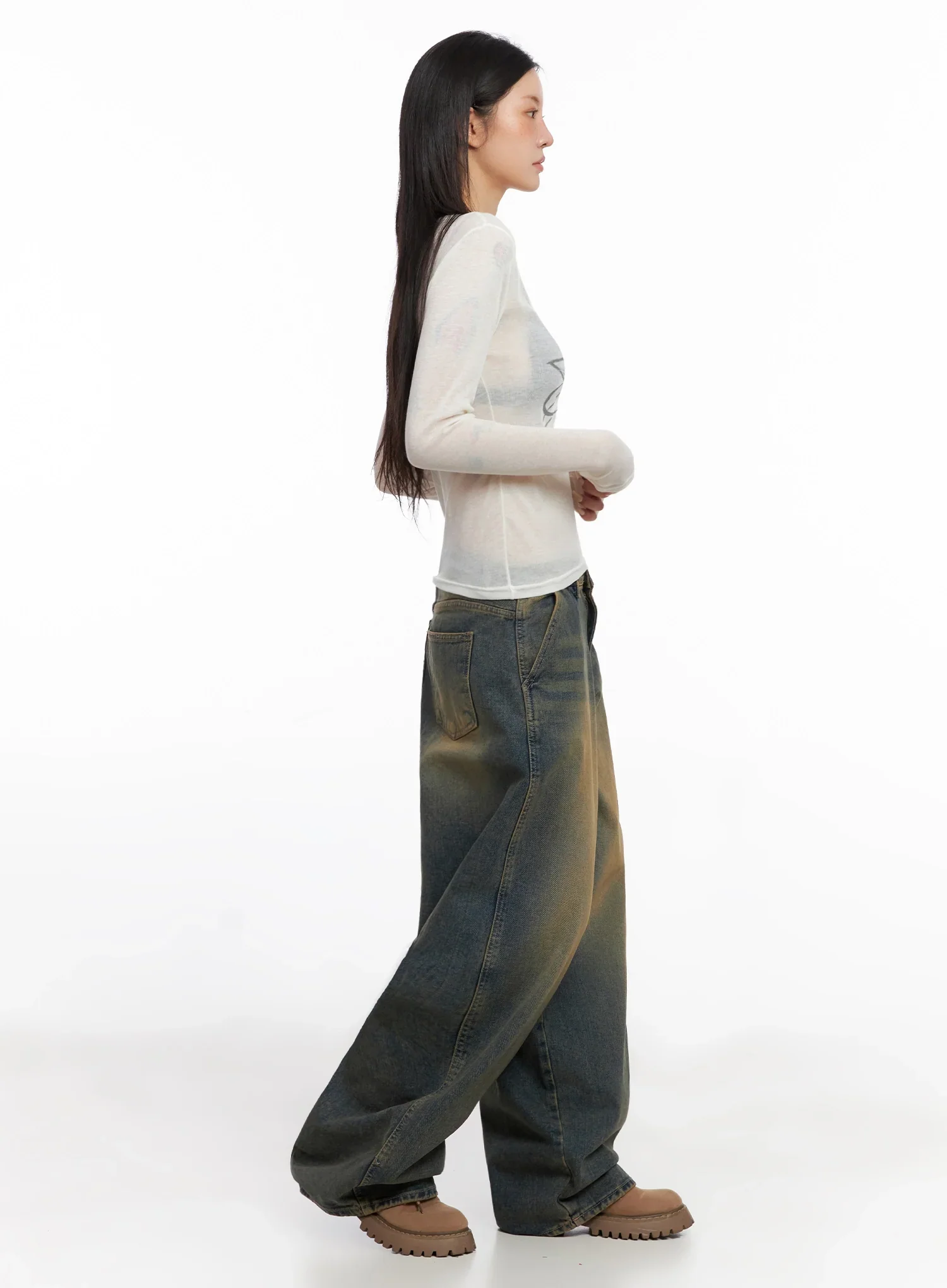 Minju Vintage Washed Baggy Jeans IS508 - Image 11