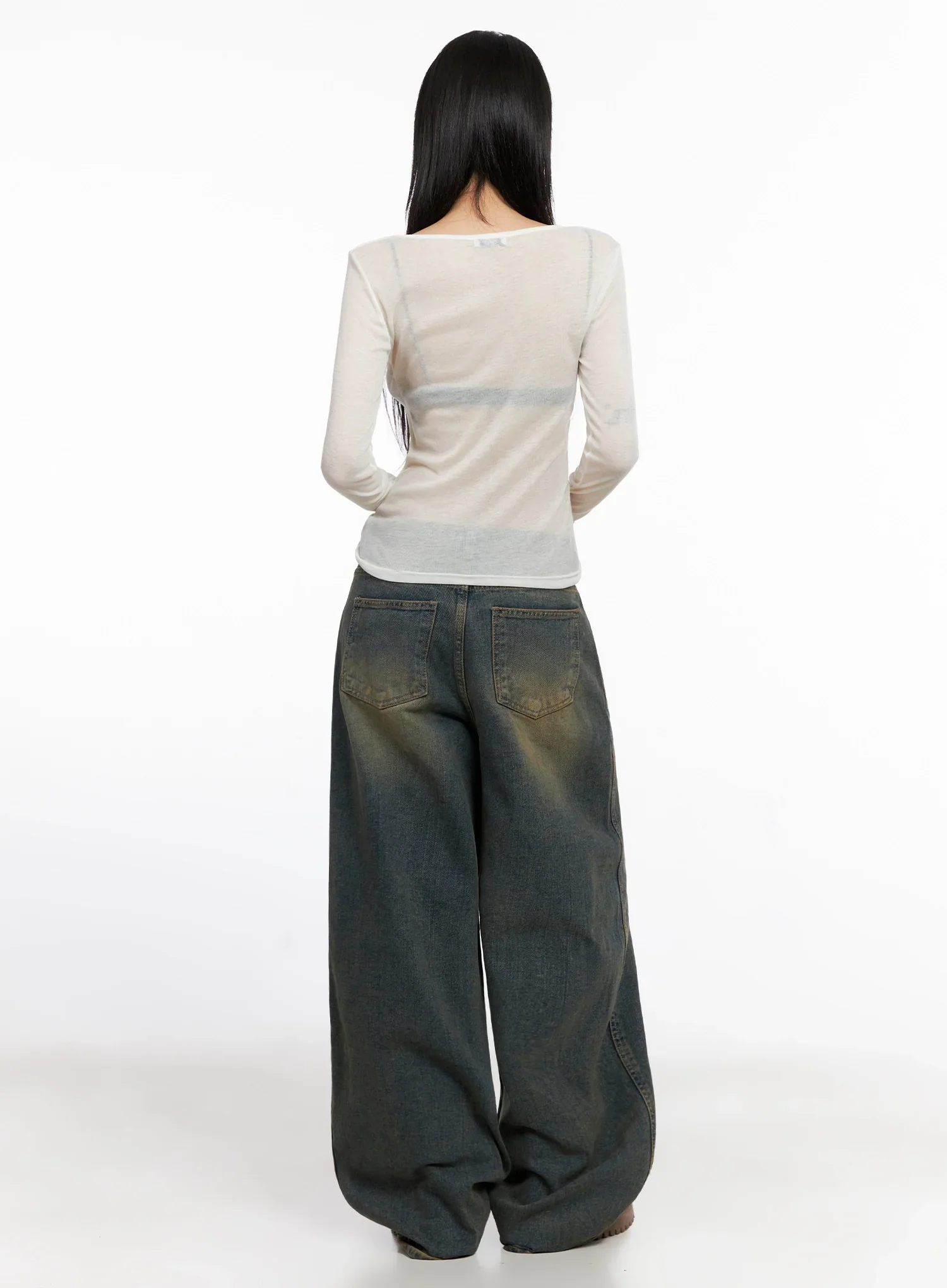 Minju Vintage Washed Baggy Jeans IS508 - Image 15