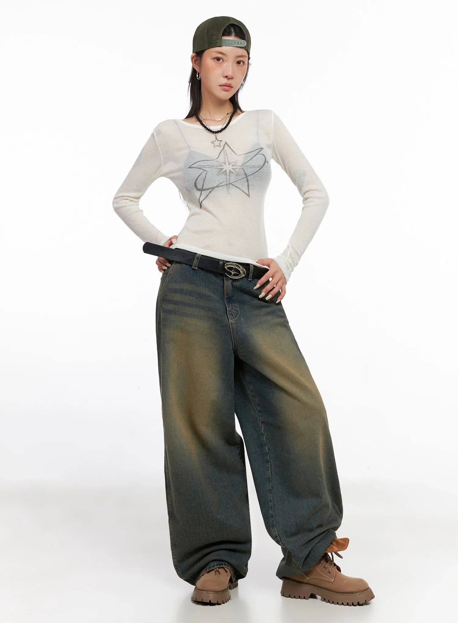 Minju Vintage Washed Baggy Jeans IS508 - Image 8
