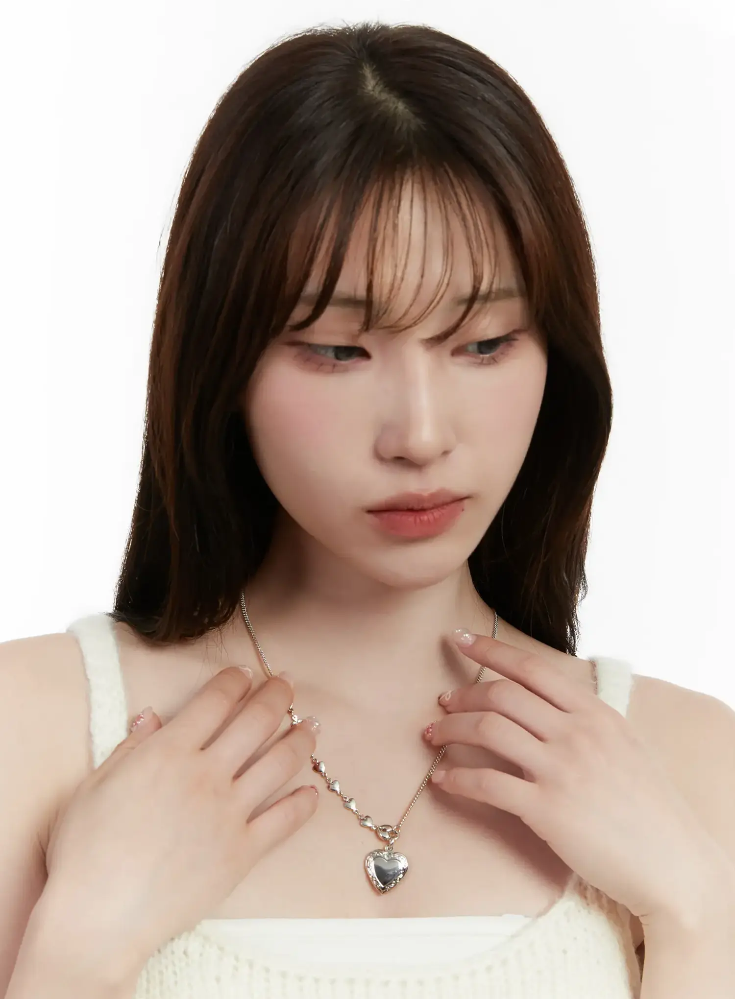 Mixed Chain Heart Necklace ID529 - Image 5