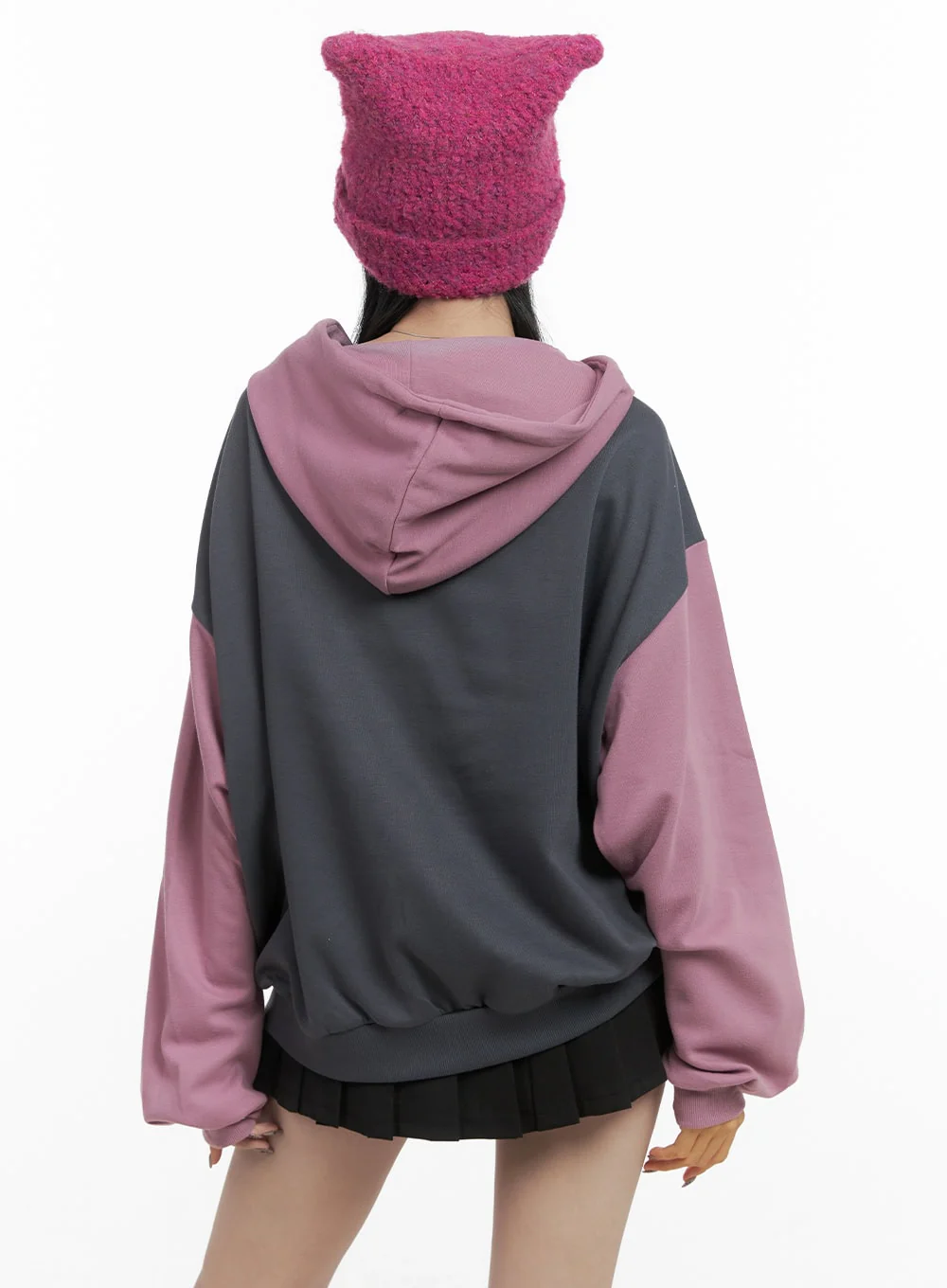 Mixed Color Oversized Zip-Up Hoodie OO401 - Image 6