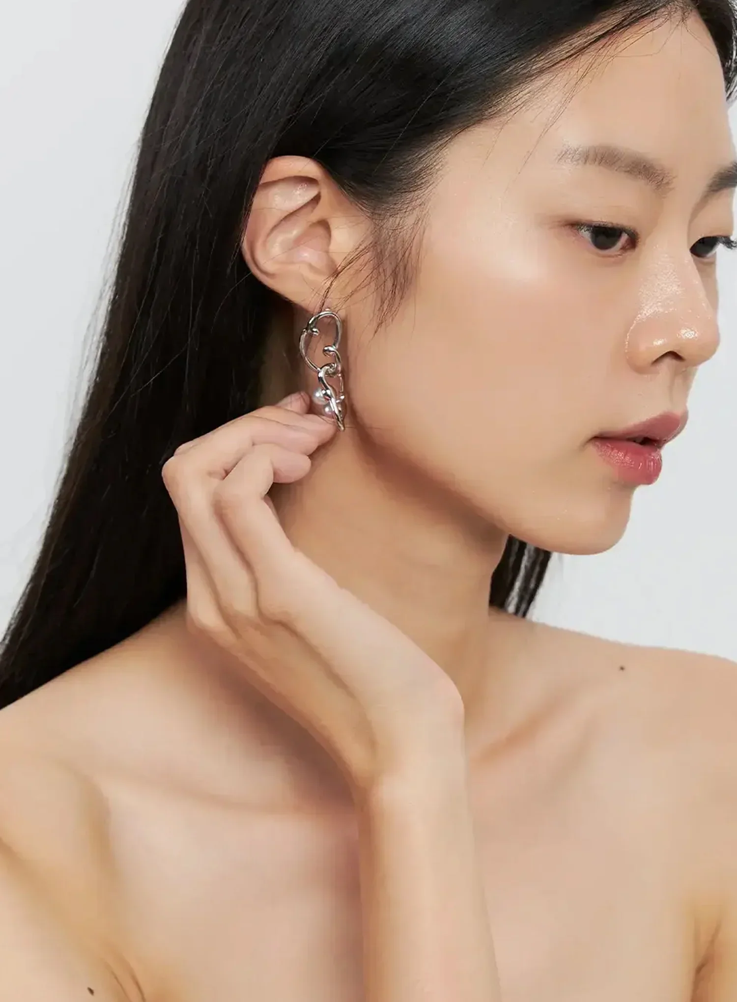 Modern Link Drop Earrings IS515 - Image 2