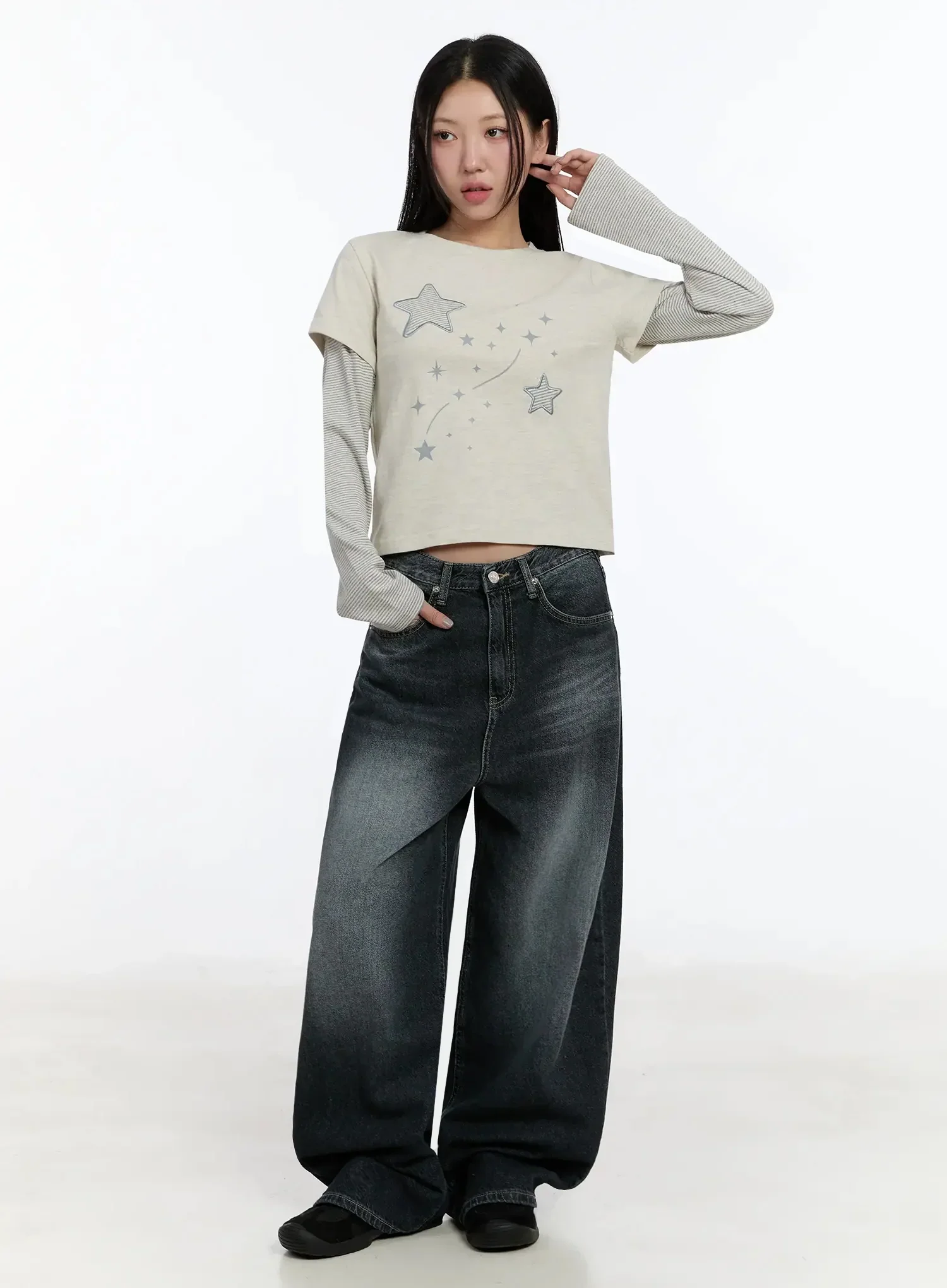 Naeu Dark Washed Wide Jeans IM509 - Image 3