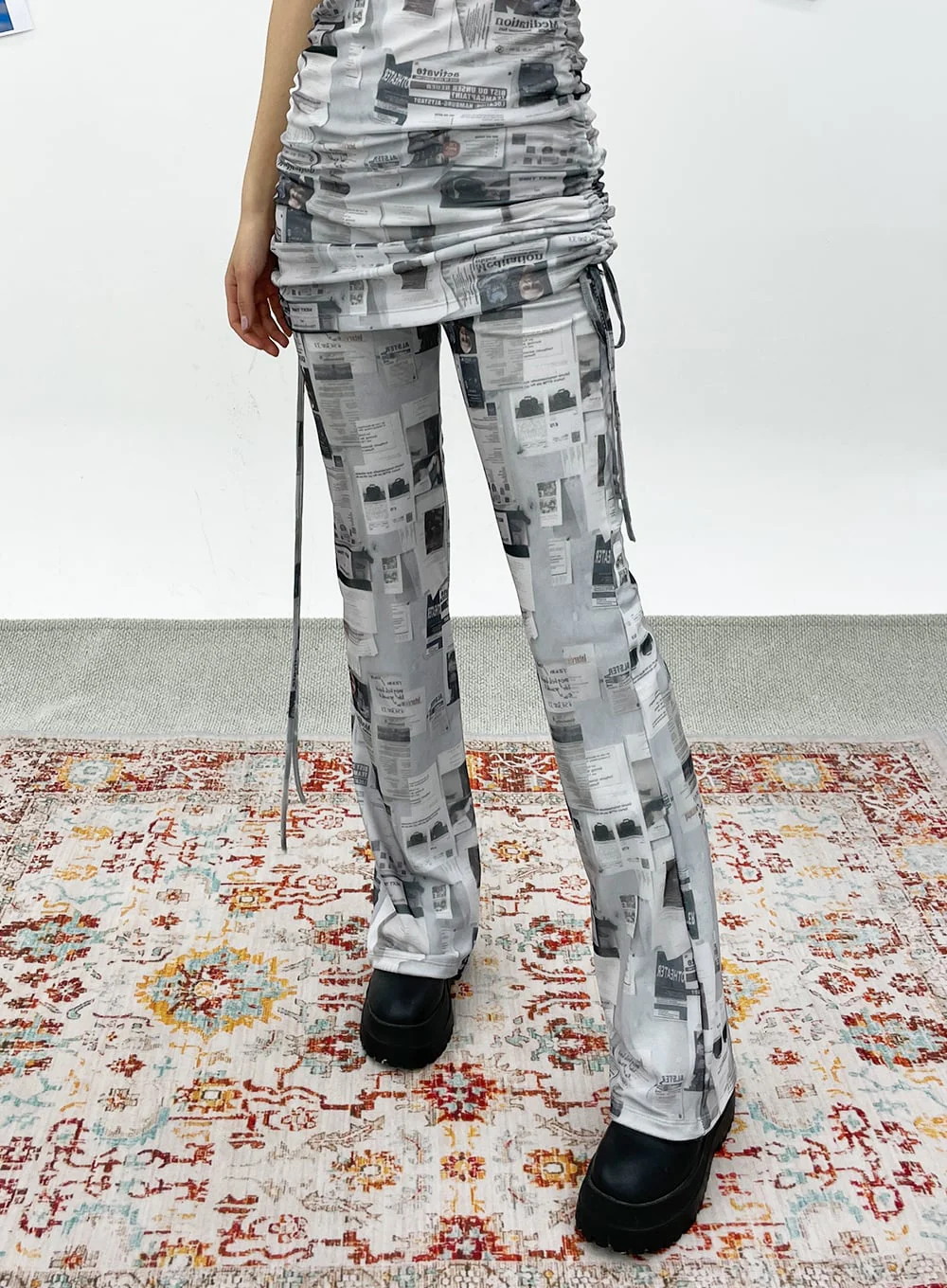 Newspaper Print Pants CY308 - Image 5