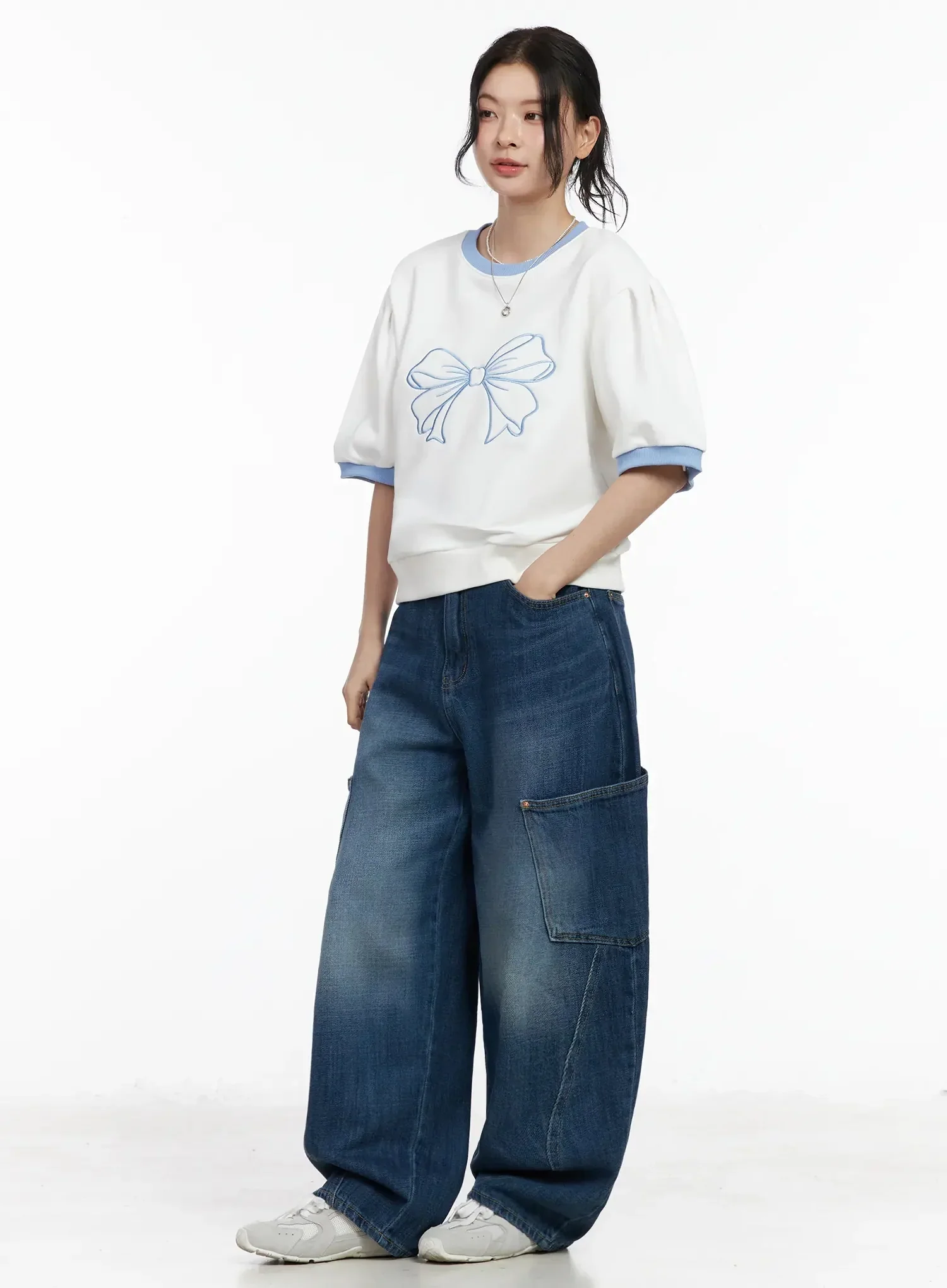 Nia Wide Leg Cargo Jeans IY511 - Image 3