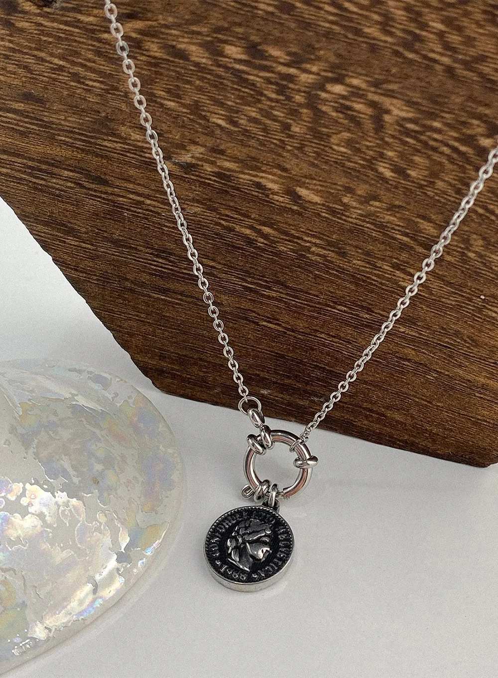 Noir Vintage Coin Necklace IA517