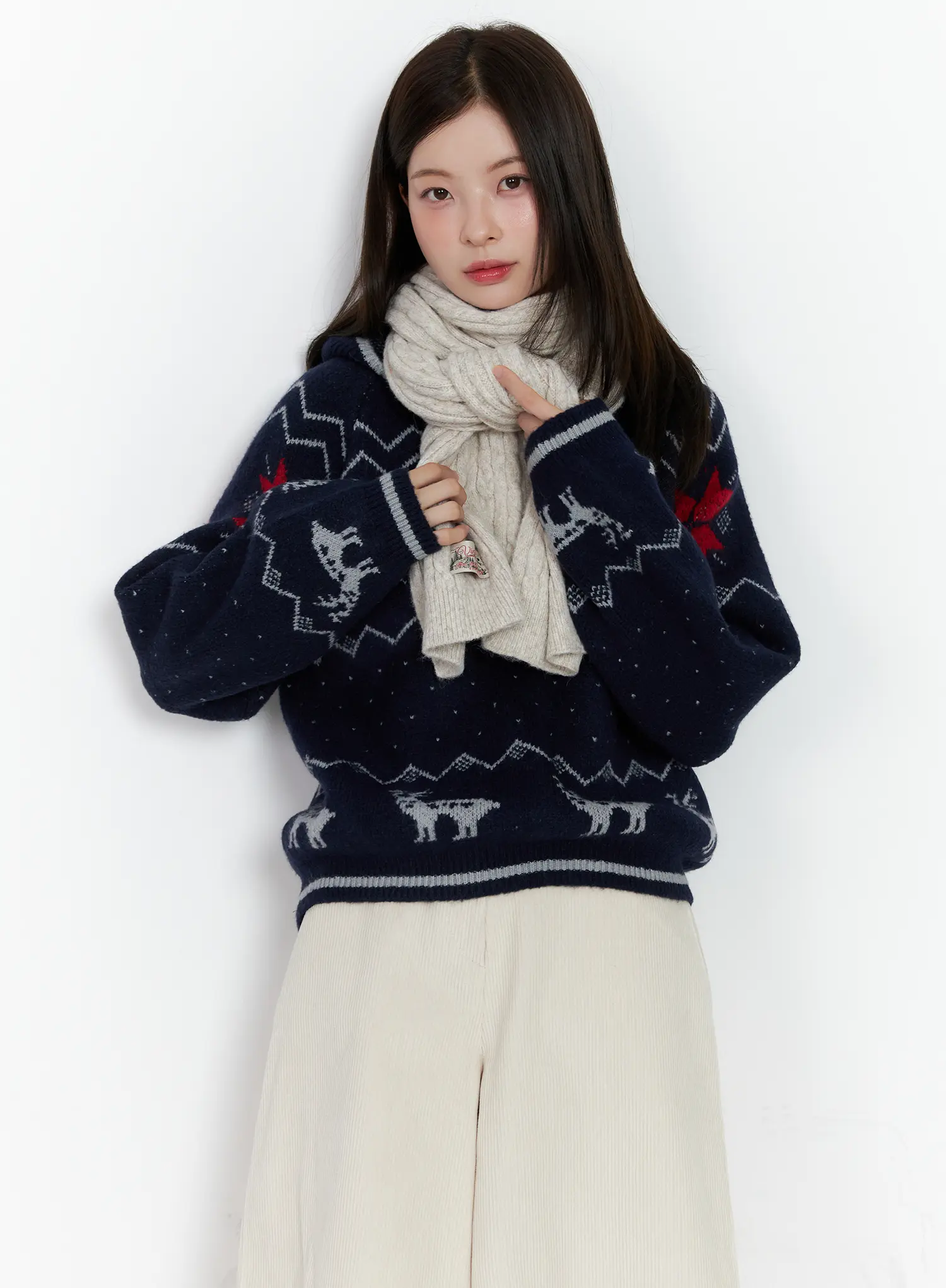 Nordic Hooded Knit Sweater CN519