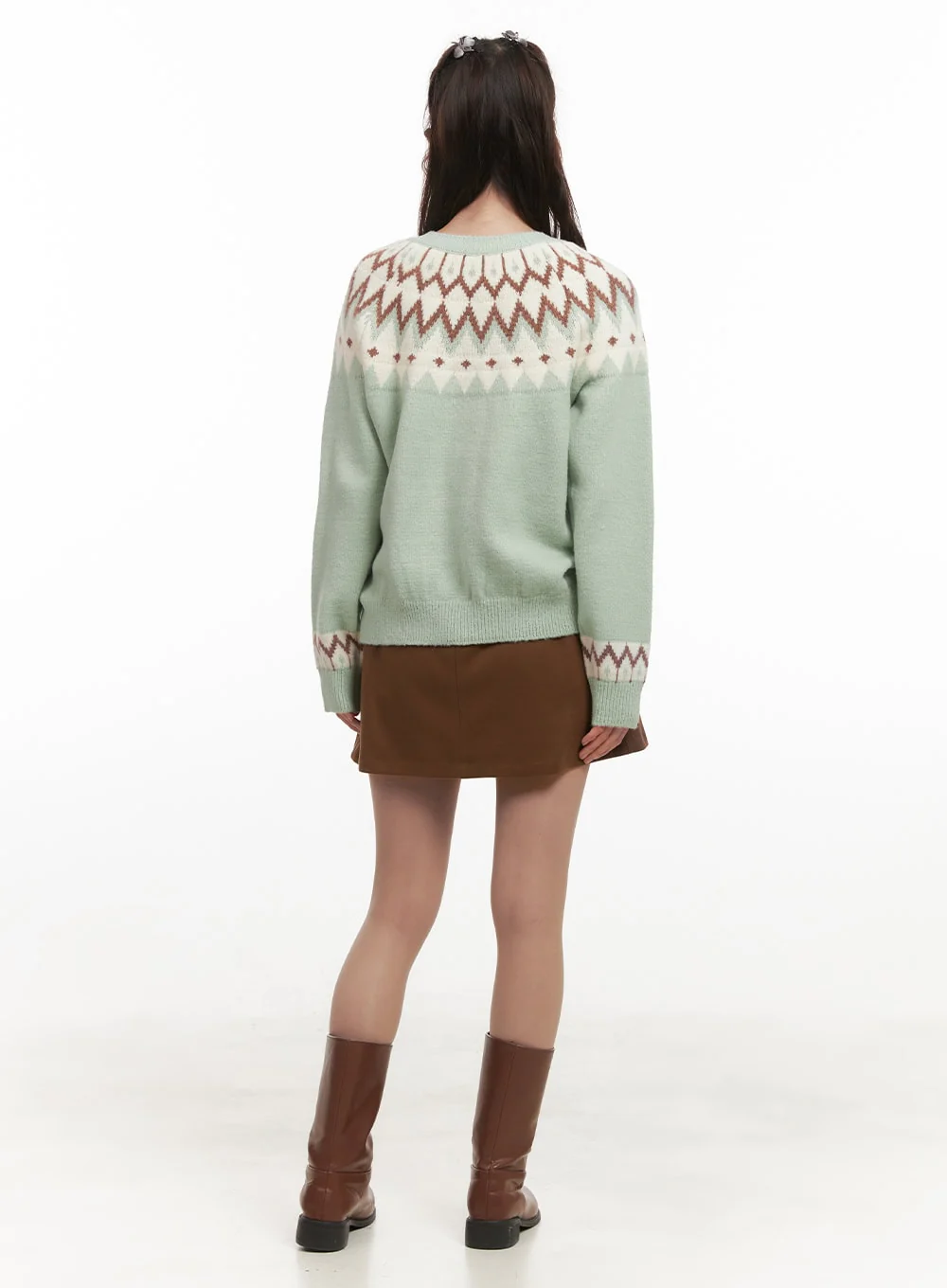 Nordic Print Buttoned Cardigan CJ515 - Image 8