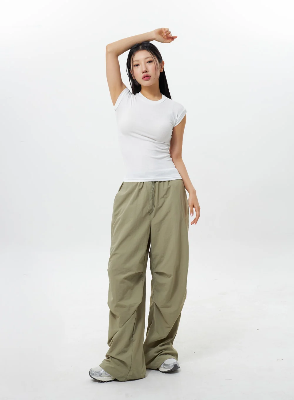 Nylon Wide Track Pants IY311 - Image 3