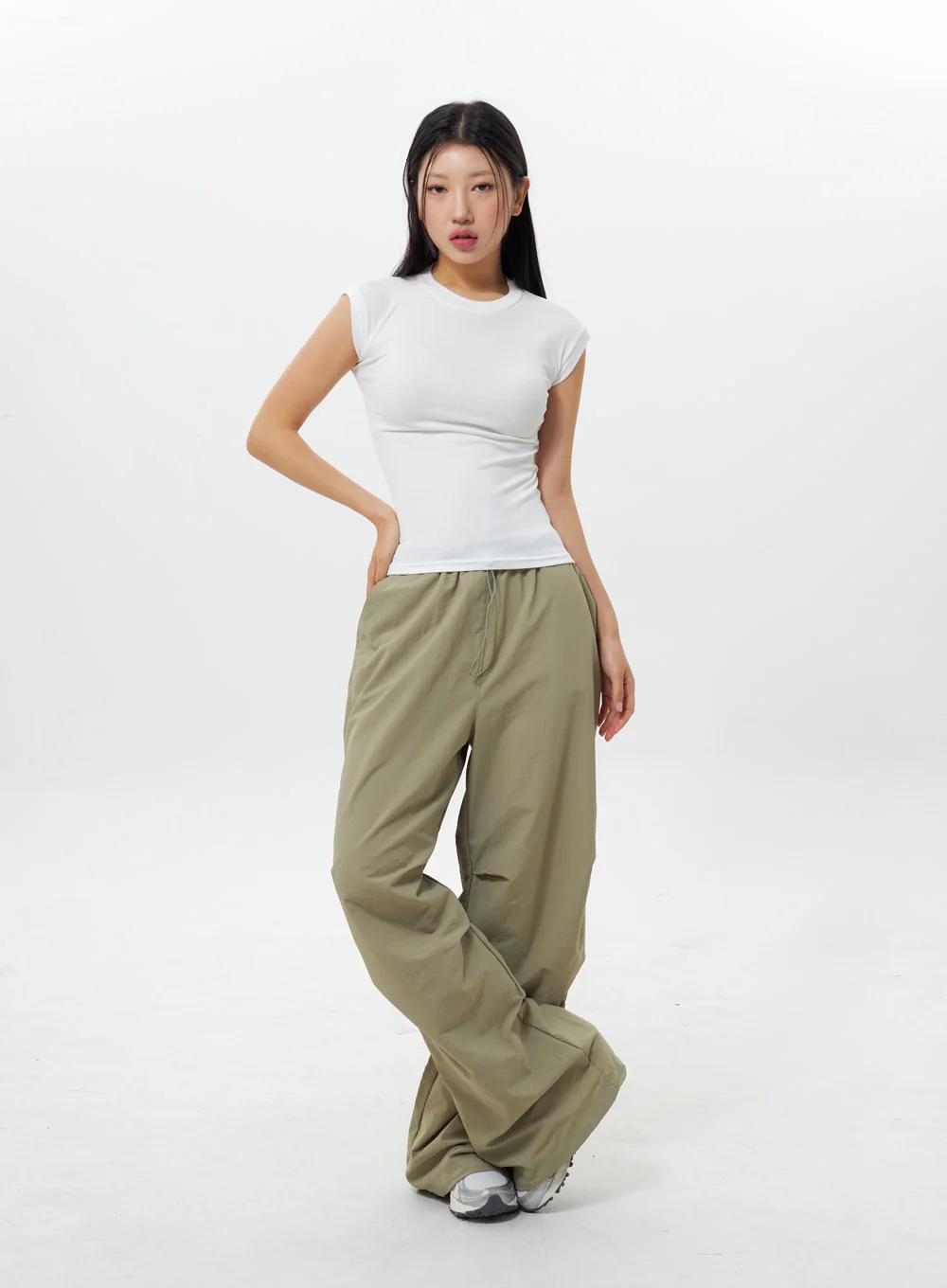 Nylon Wide Track Pants IY311 - Image 7