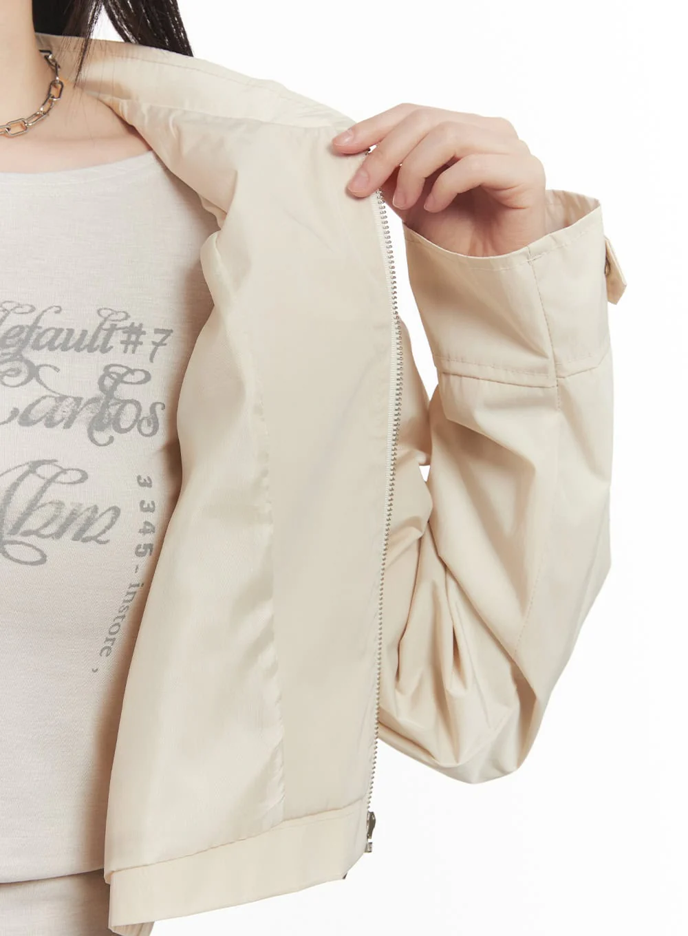 Nylon Zip-Up Cropped Jacket CF518 - Image 4