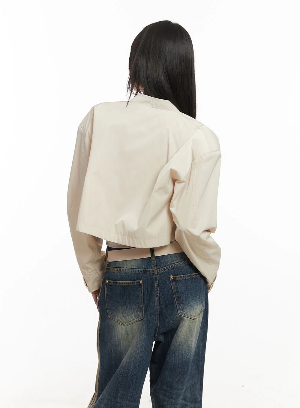 Nylon Zip-Up Cropped Jacket CF518 - Image 8