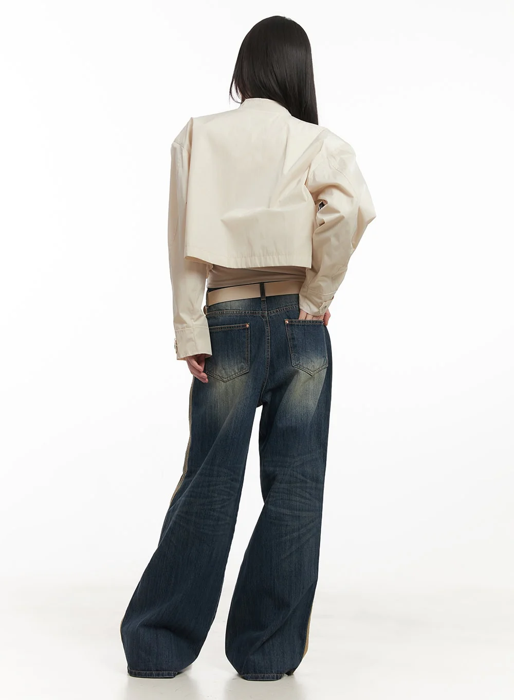 Nylon Zip-Up Cropped Jacket CF518 - Image 9