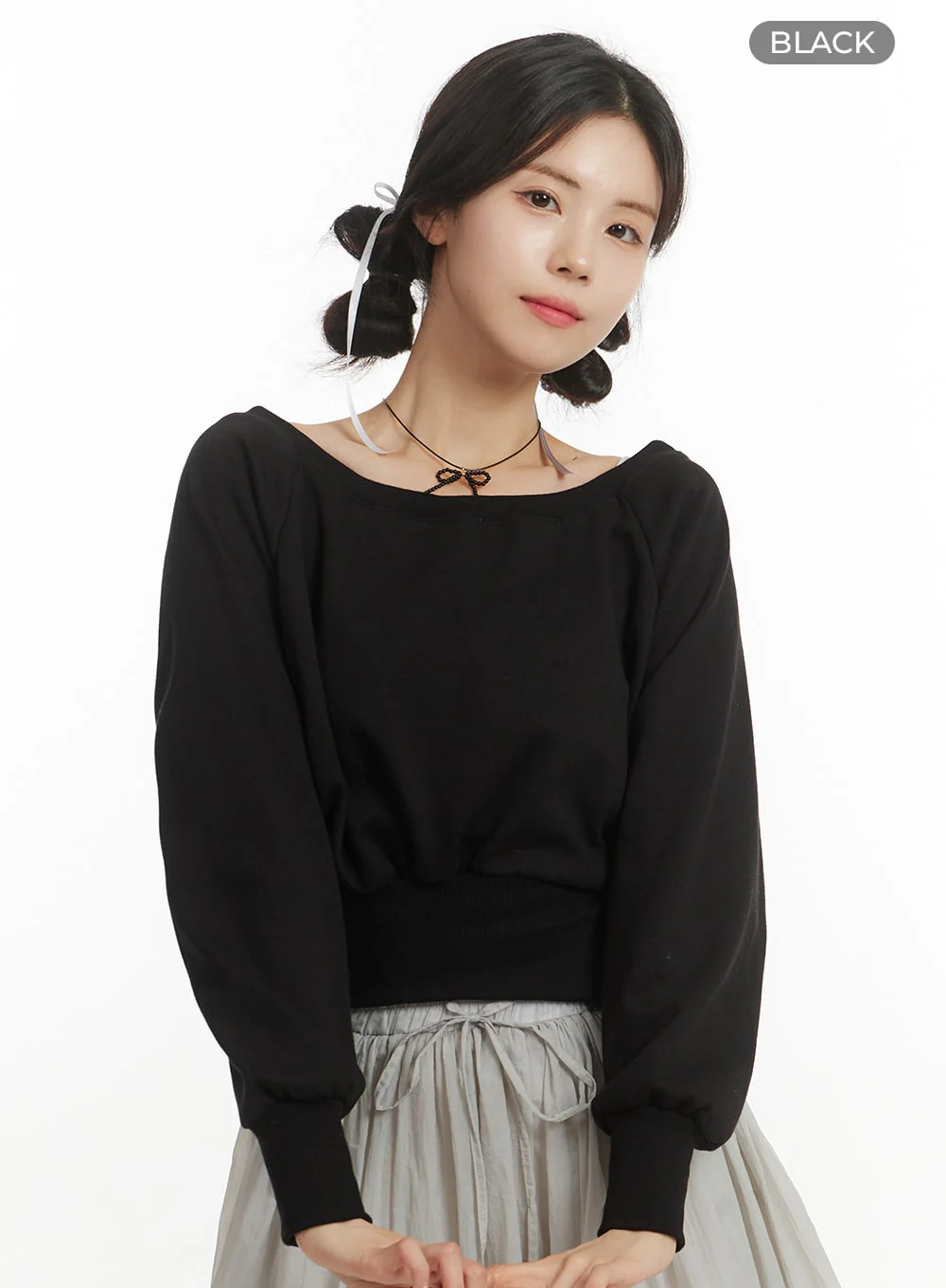 Off-Shoulder Crop Sweatshirt OF427 - Image 9