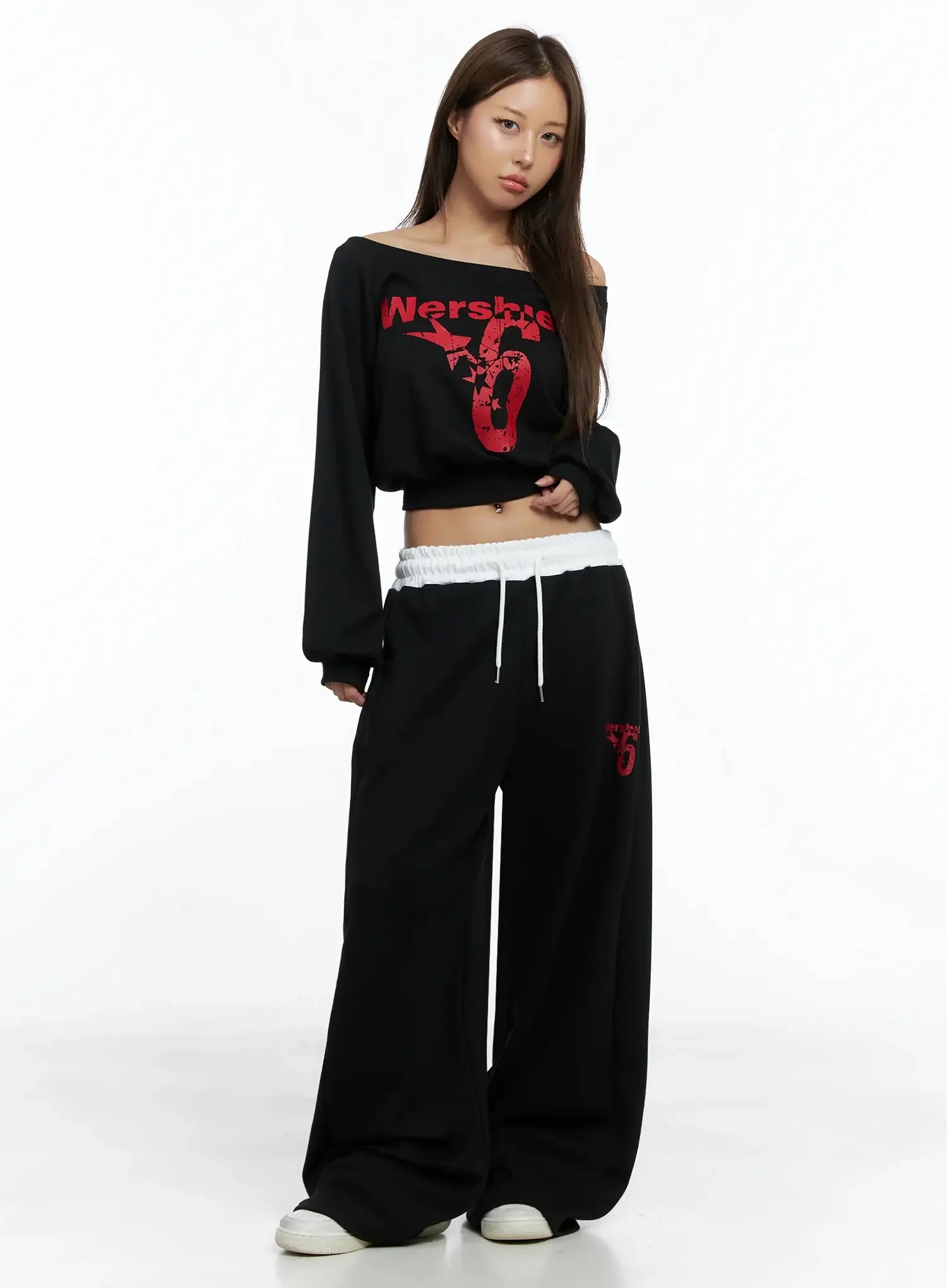 Off-Shoulder Cropped Sweatshirt IG527 - Image 13