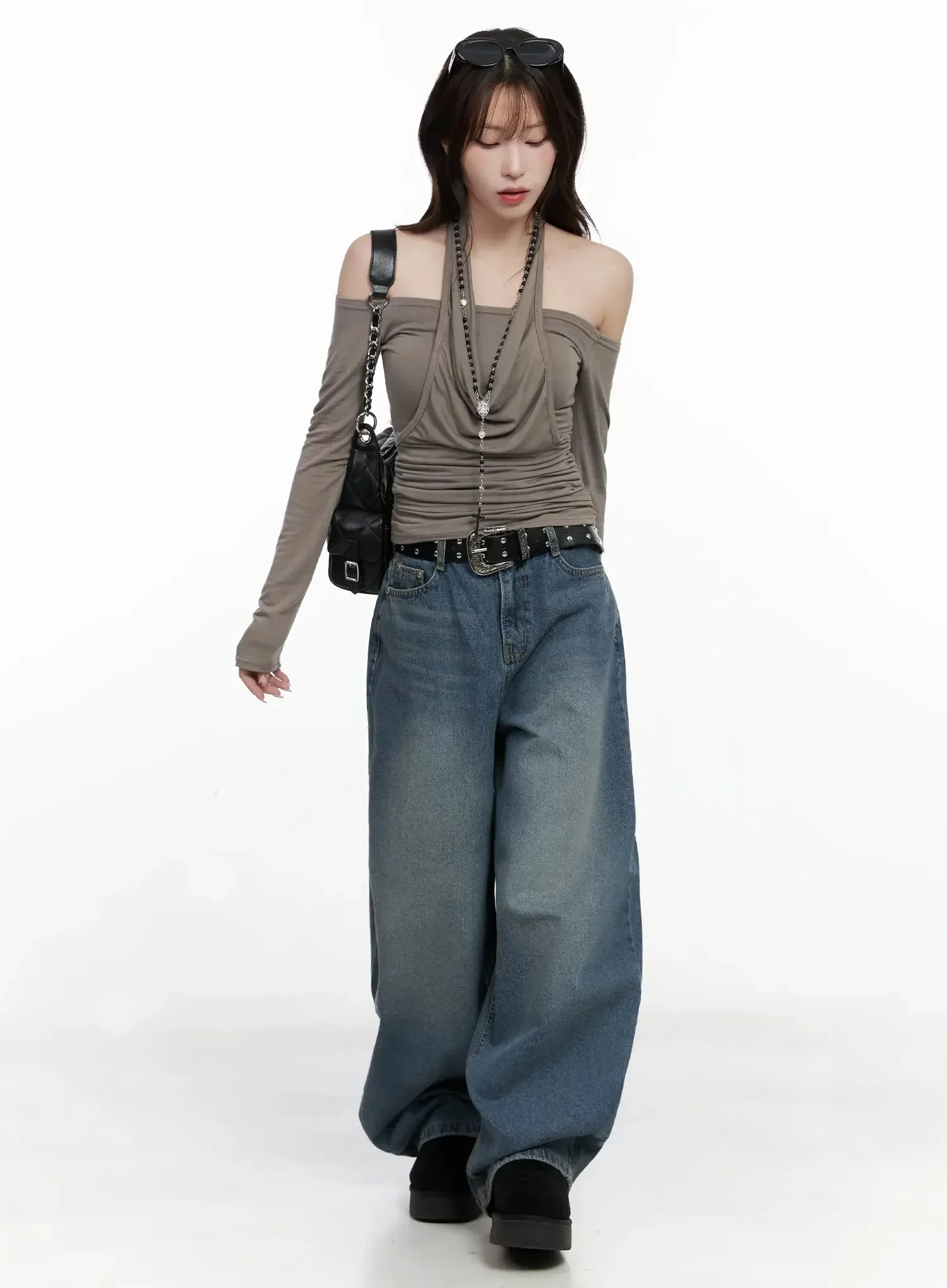 Off-Shoulder Draped Halter Top IN525 - Image 10