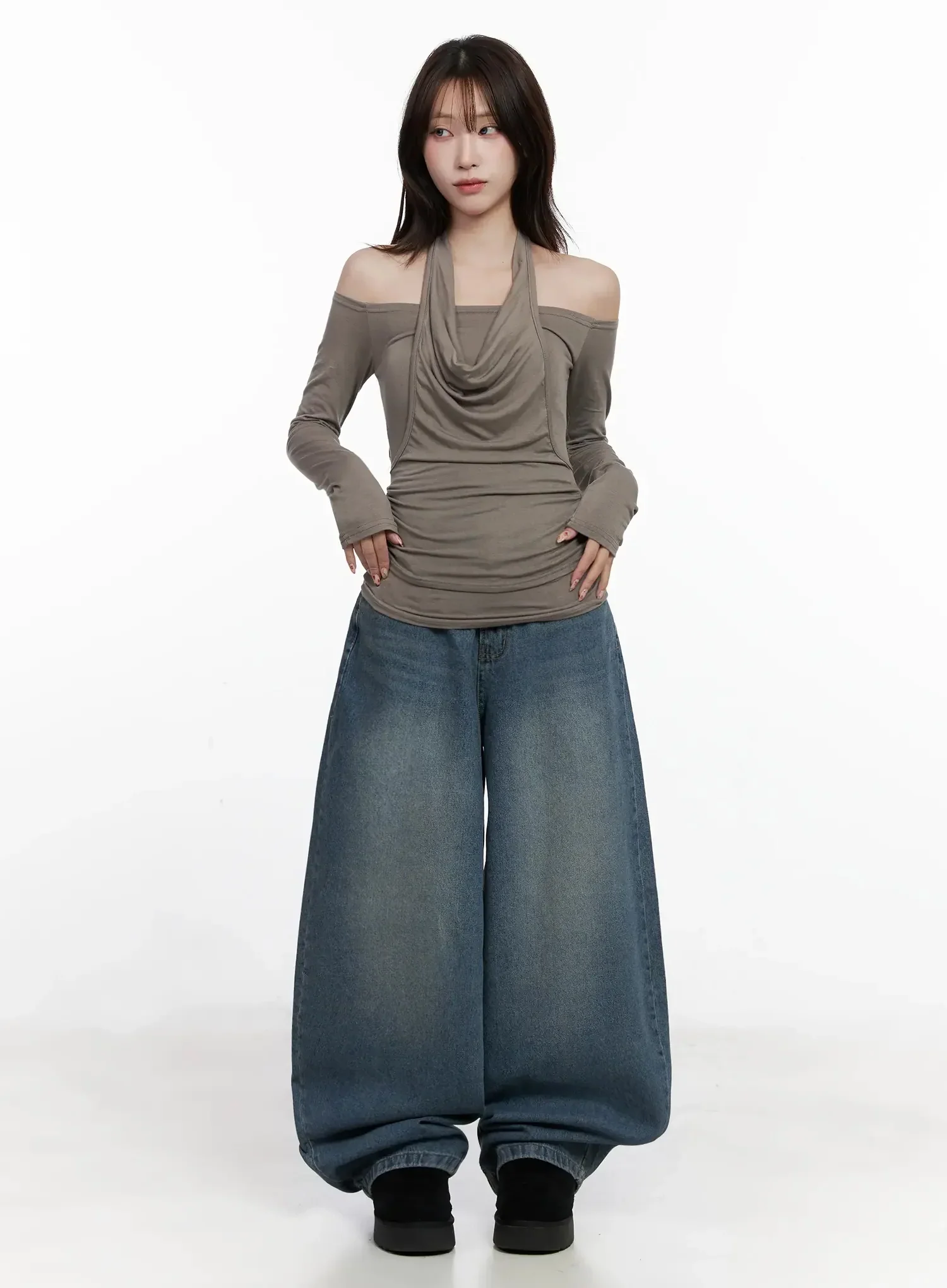 Off-Shoulder Draped Halter Top IN525 - Image 8