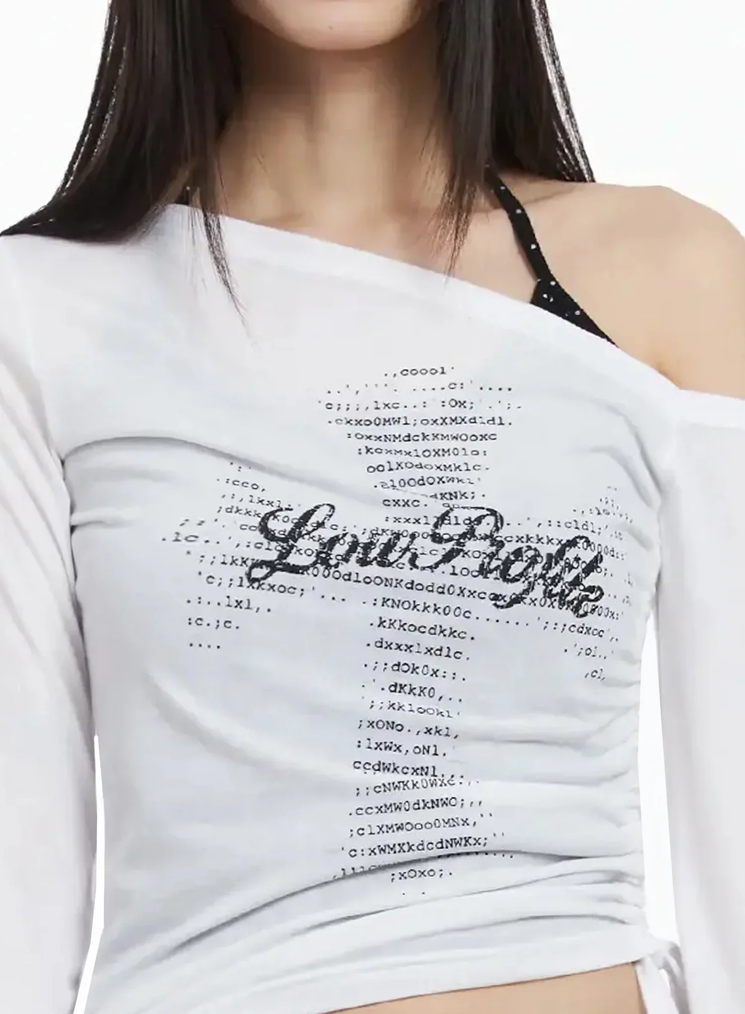Off-Shoulder Graphic Crop Top IM523 - Image 4