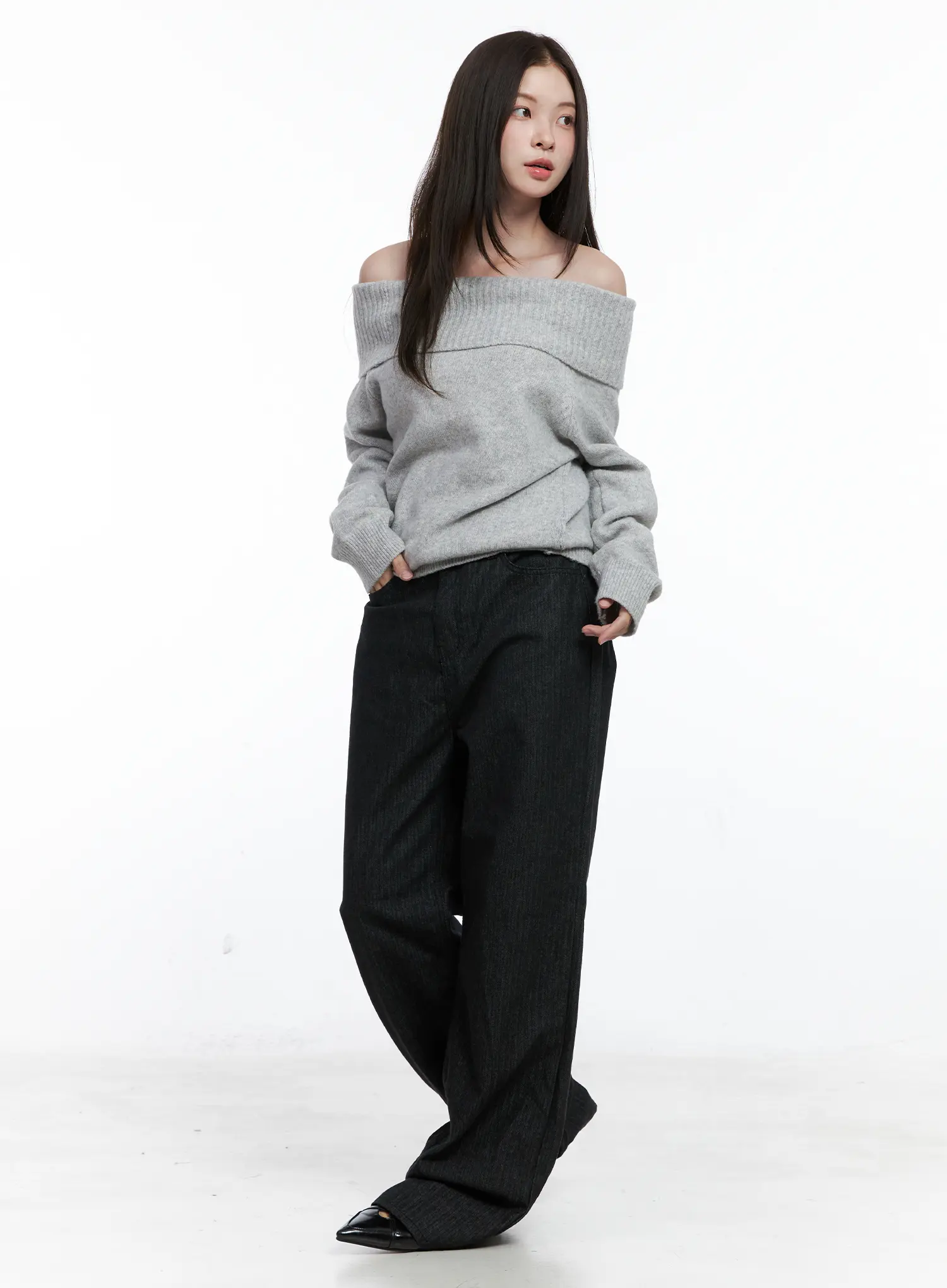 Off-Shoulder Knit Long Sleeve Top CO506 - Image 4