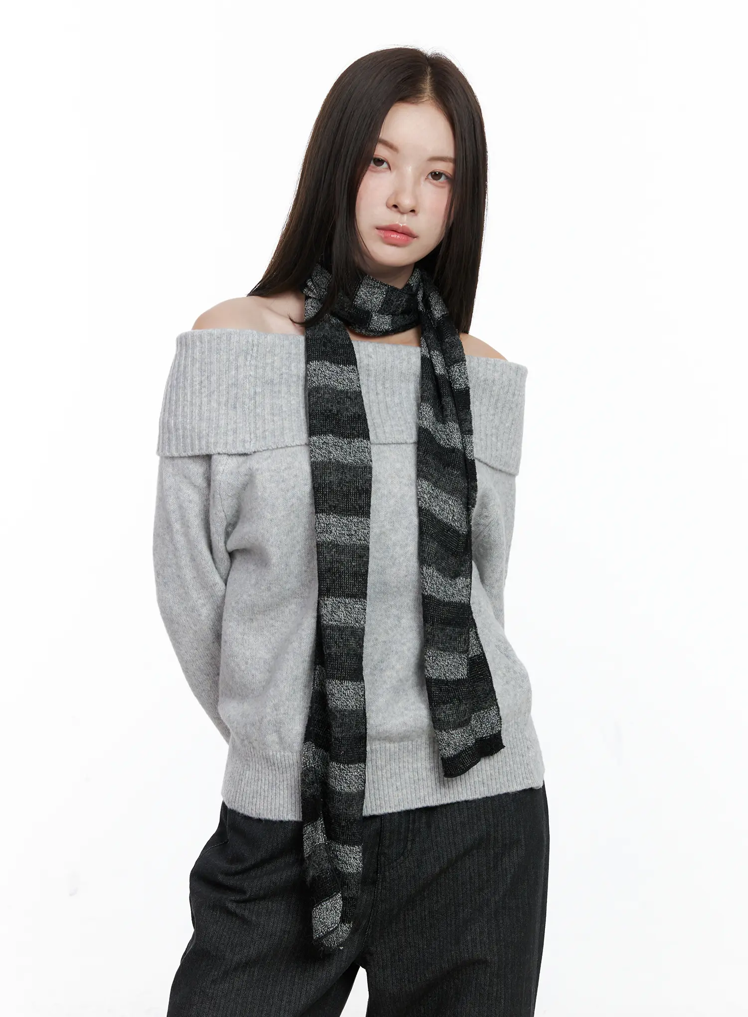 Off-Shoulder Knit Long Sleeve Top CO506 - Image 8