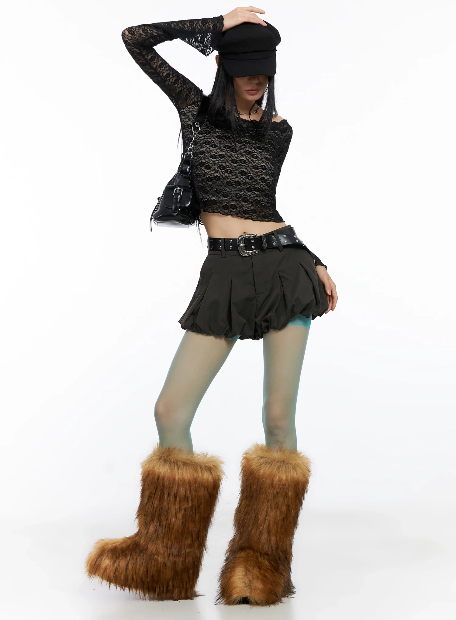 Off-Shoulder Lace Crop Top IO516 - Image 3