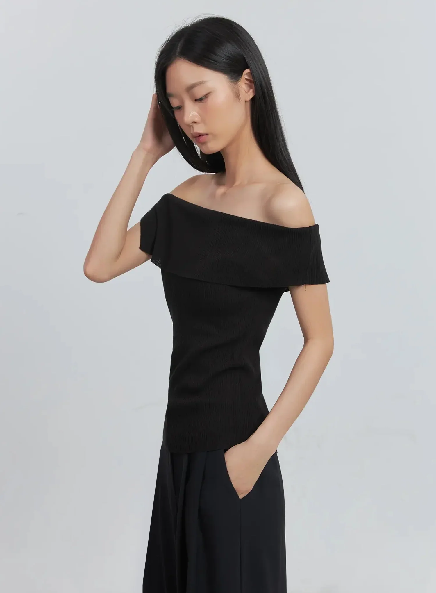 Off-Shoulder Linen Blouse IU512 - Image 6