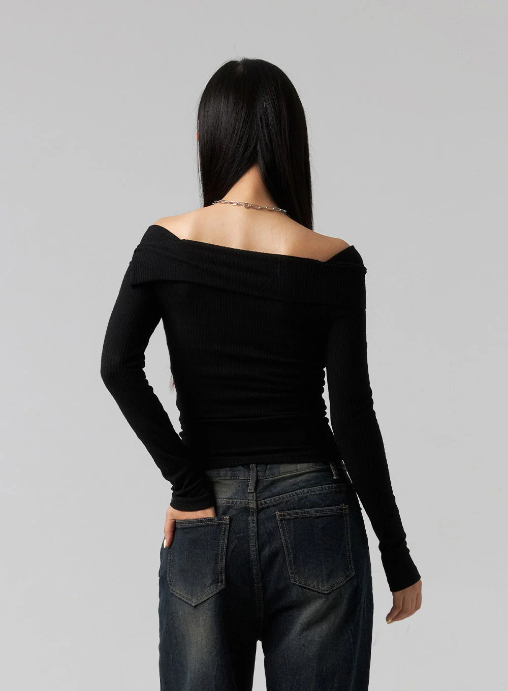 Off-Shoulder Long Sleeve Top CG329 - Image 3