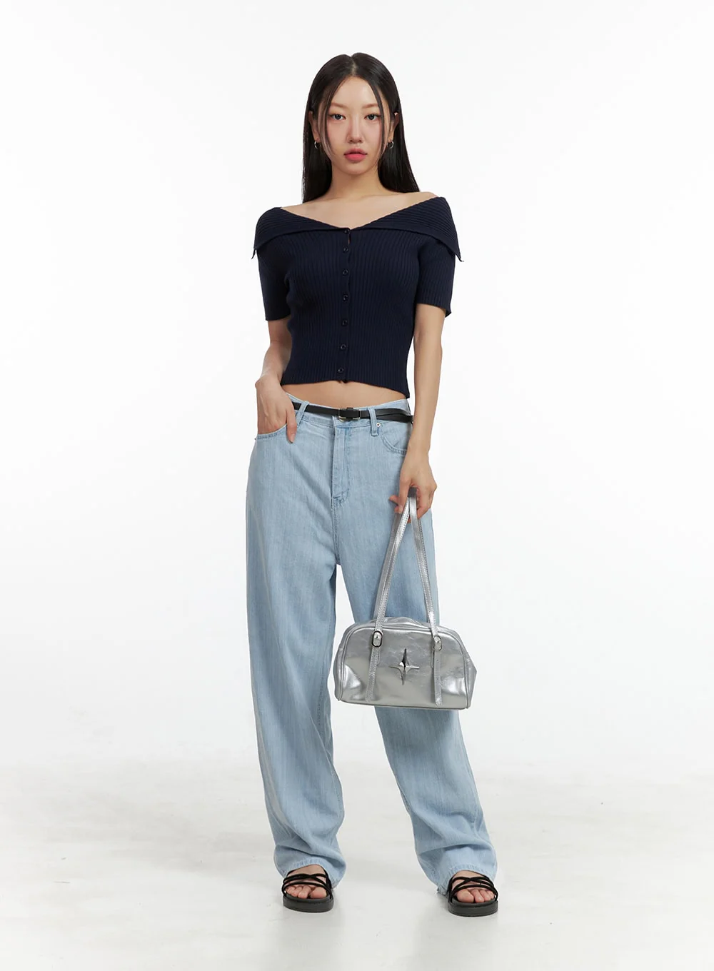 Off-Shoulder Ribbed Top OU407 - Image 2