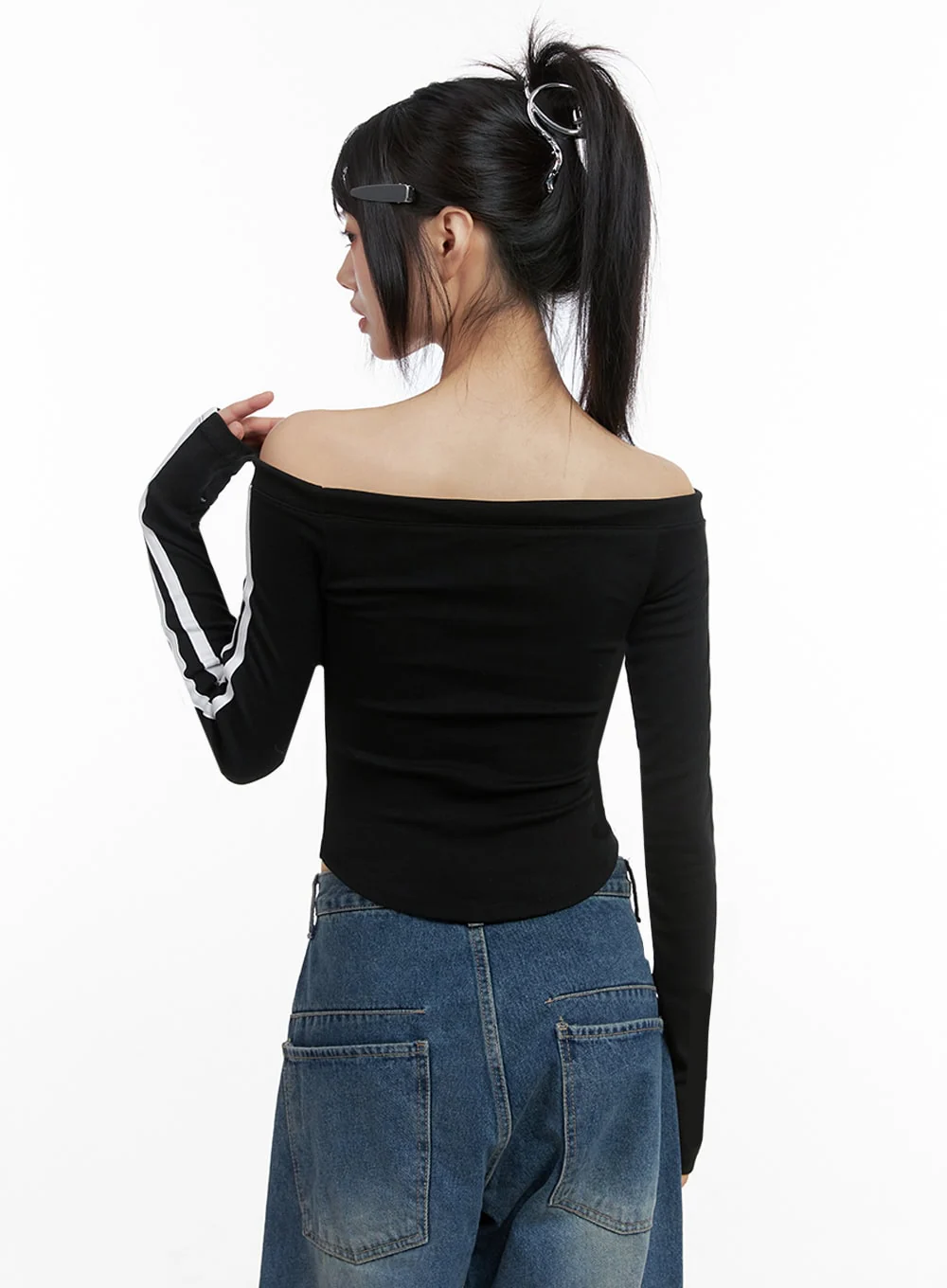 Off-Shoulder String Crop Top IO430 - Image 5