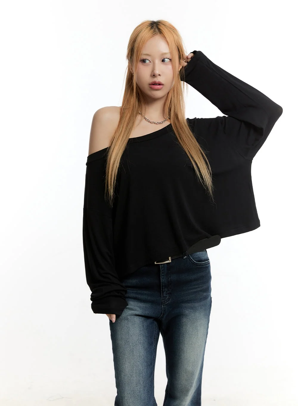 One-Shoulder Long-Sleeve Crop Top CY501 - Image 9
