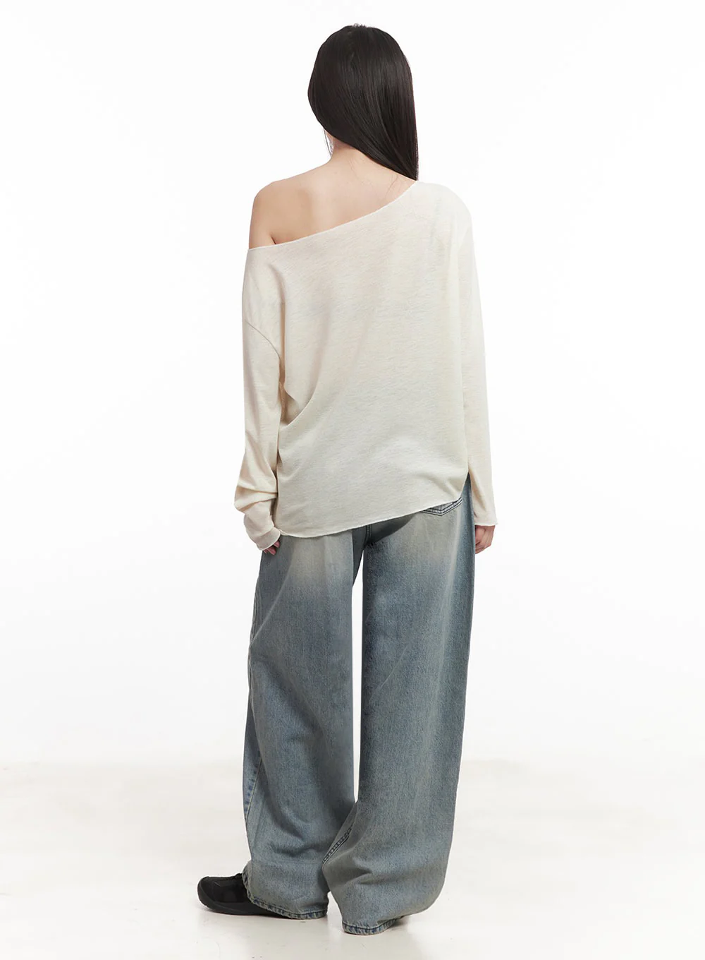 One-Shoulder Sheer Long-Sleeve Graphic Top IM528 - Image 10