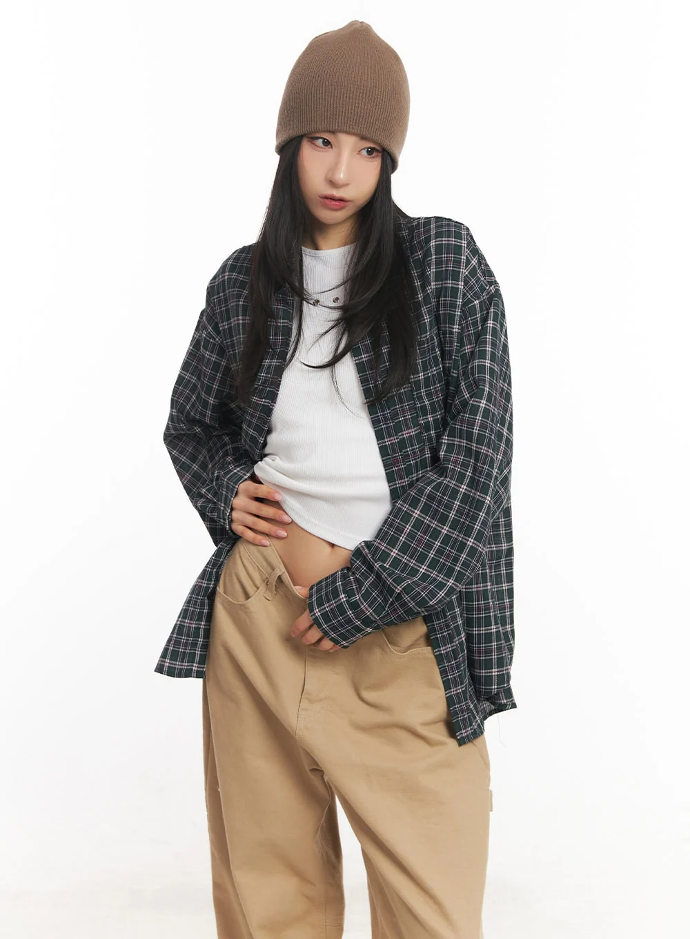 Oversize Checkered Collared Shirt CA504 - Image 12
