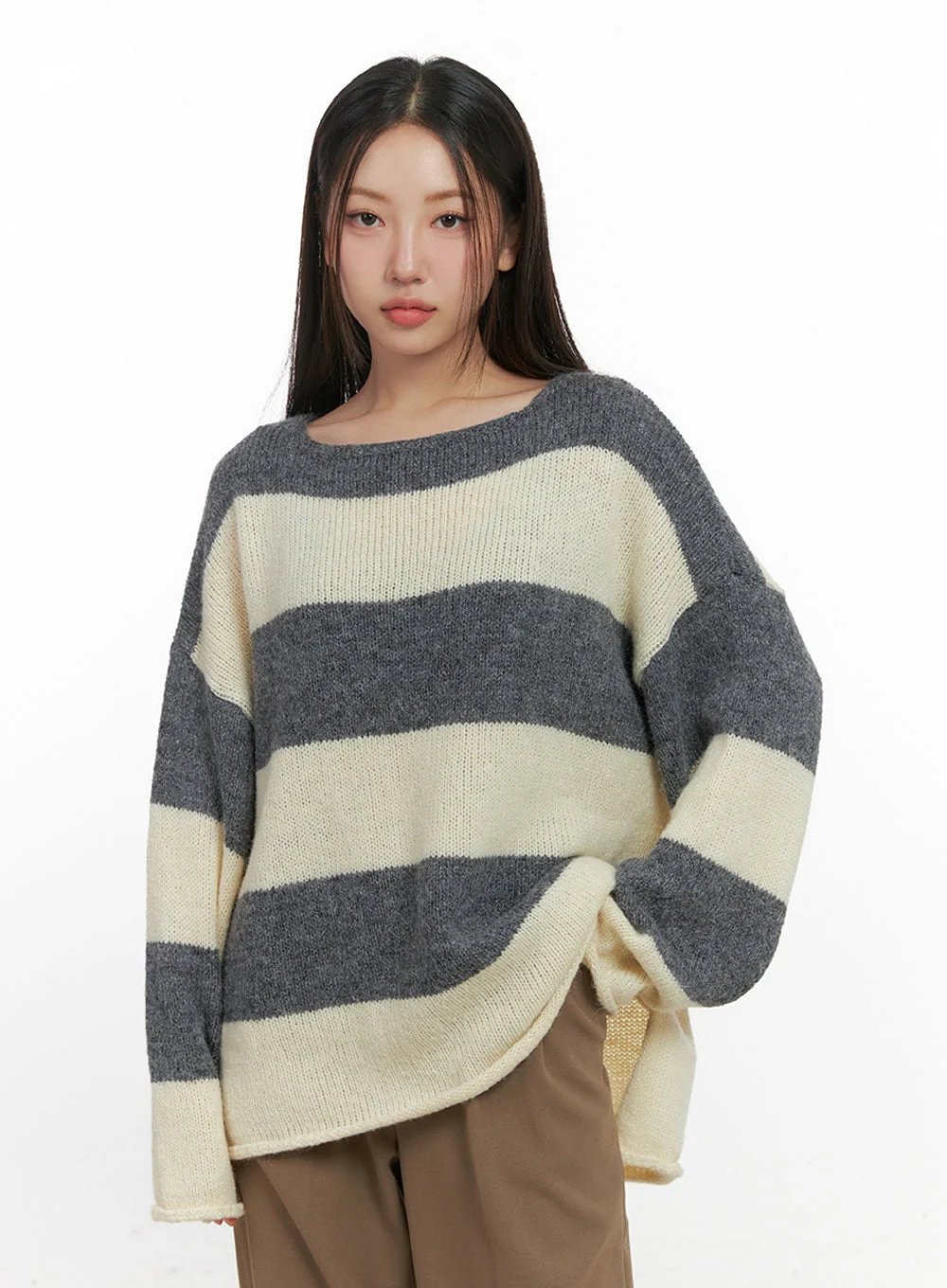 Oversize Stripe Wool Sweater IN415 - Image 17