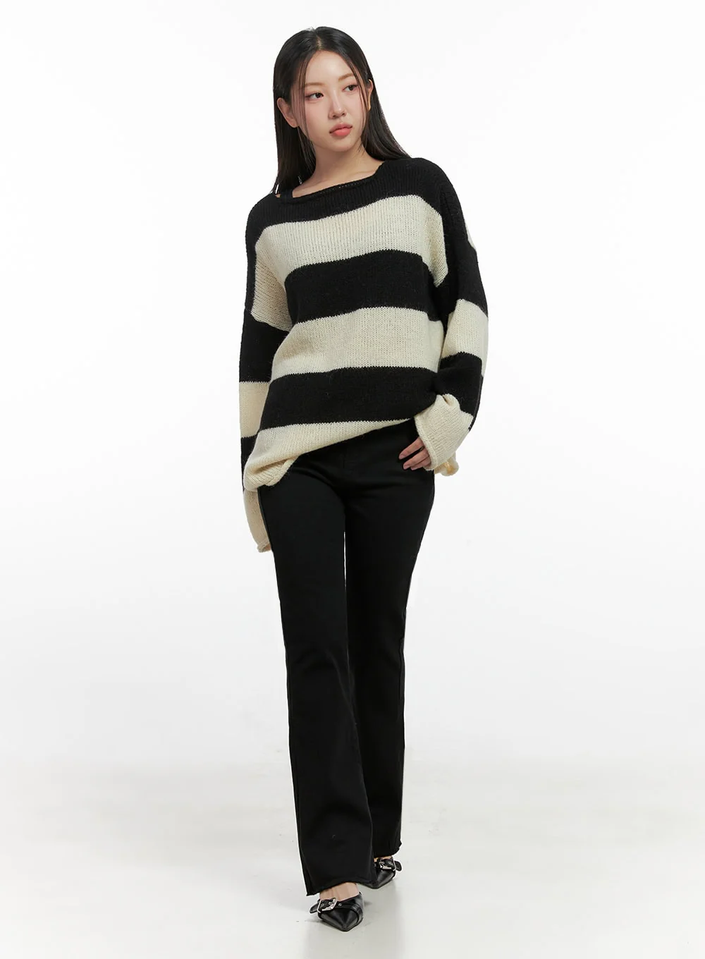 Oversize Stripe Wool Sweater IN415 - Image 2
