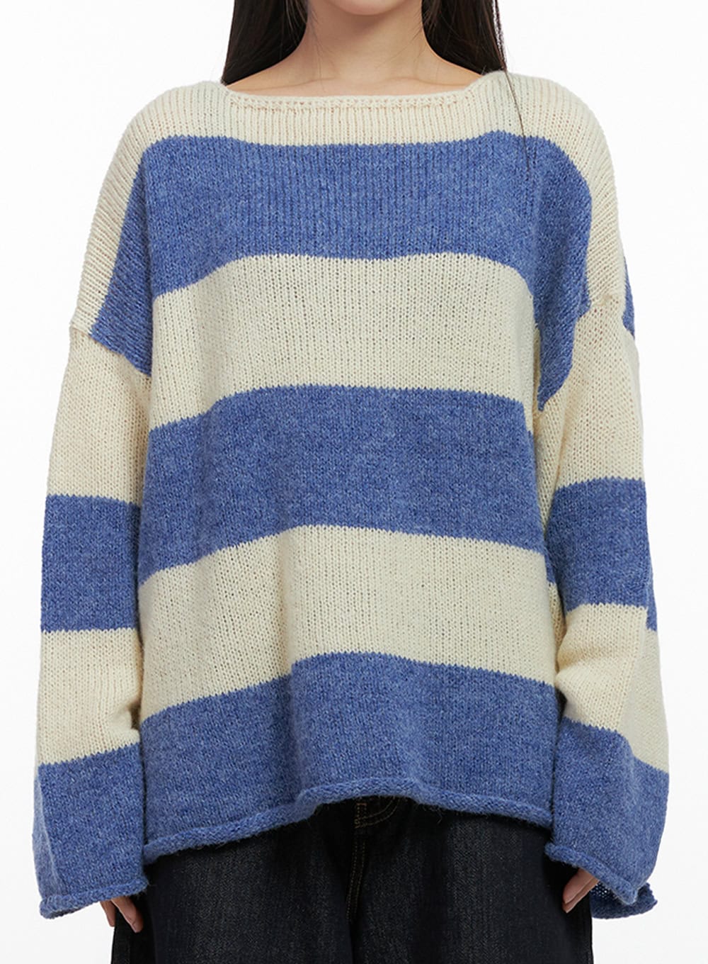 Oversize Stripe Wool Sweater IN415 - Image 4