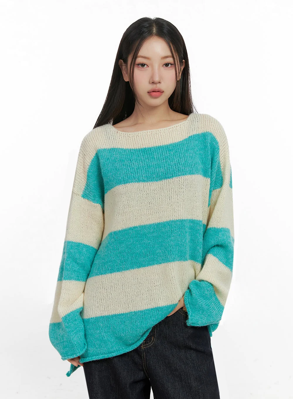 Oversize Stripe Wool Sweater IN415 - Image 8