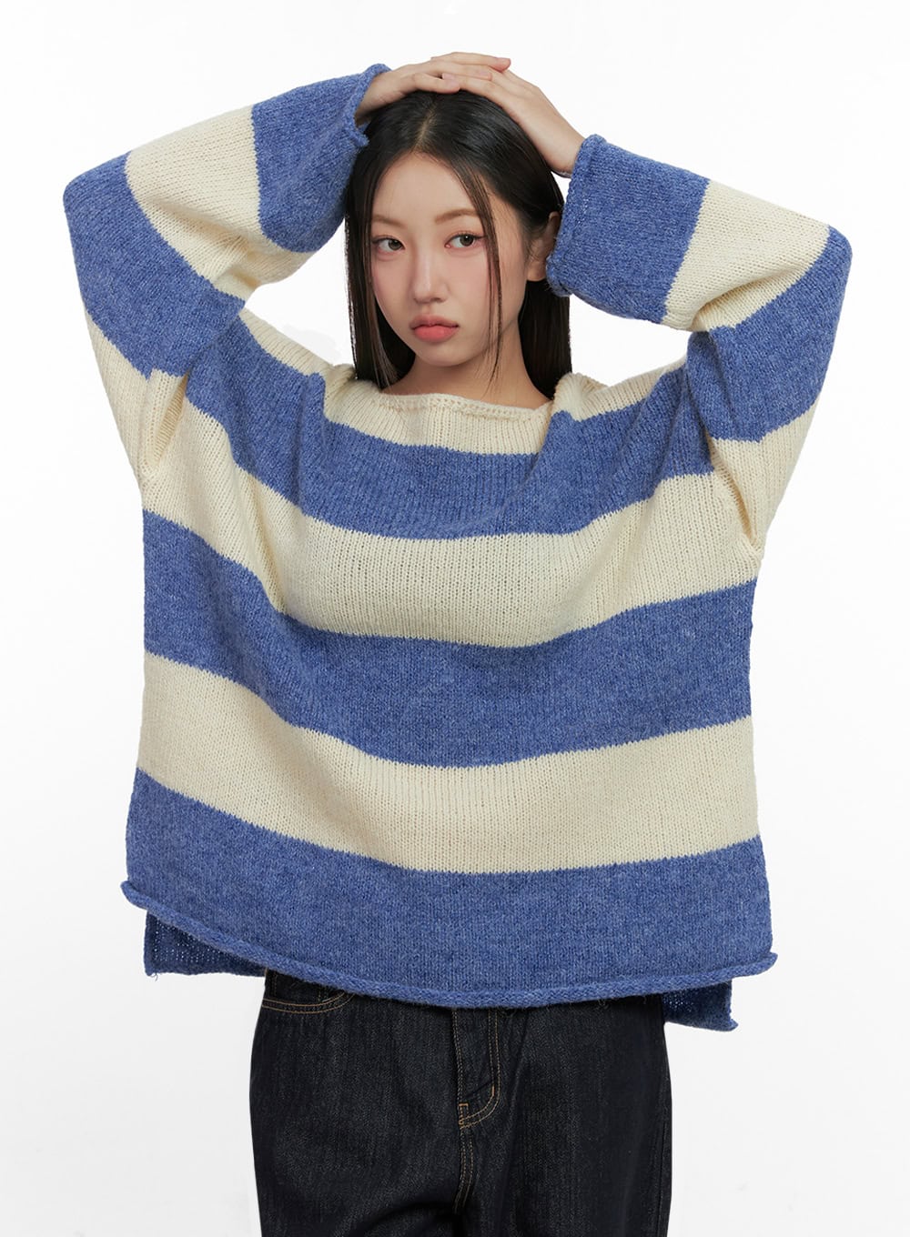 Oversize Stripe Wool Sweater IN415 - Image 9