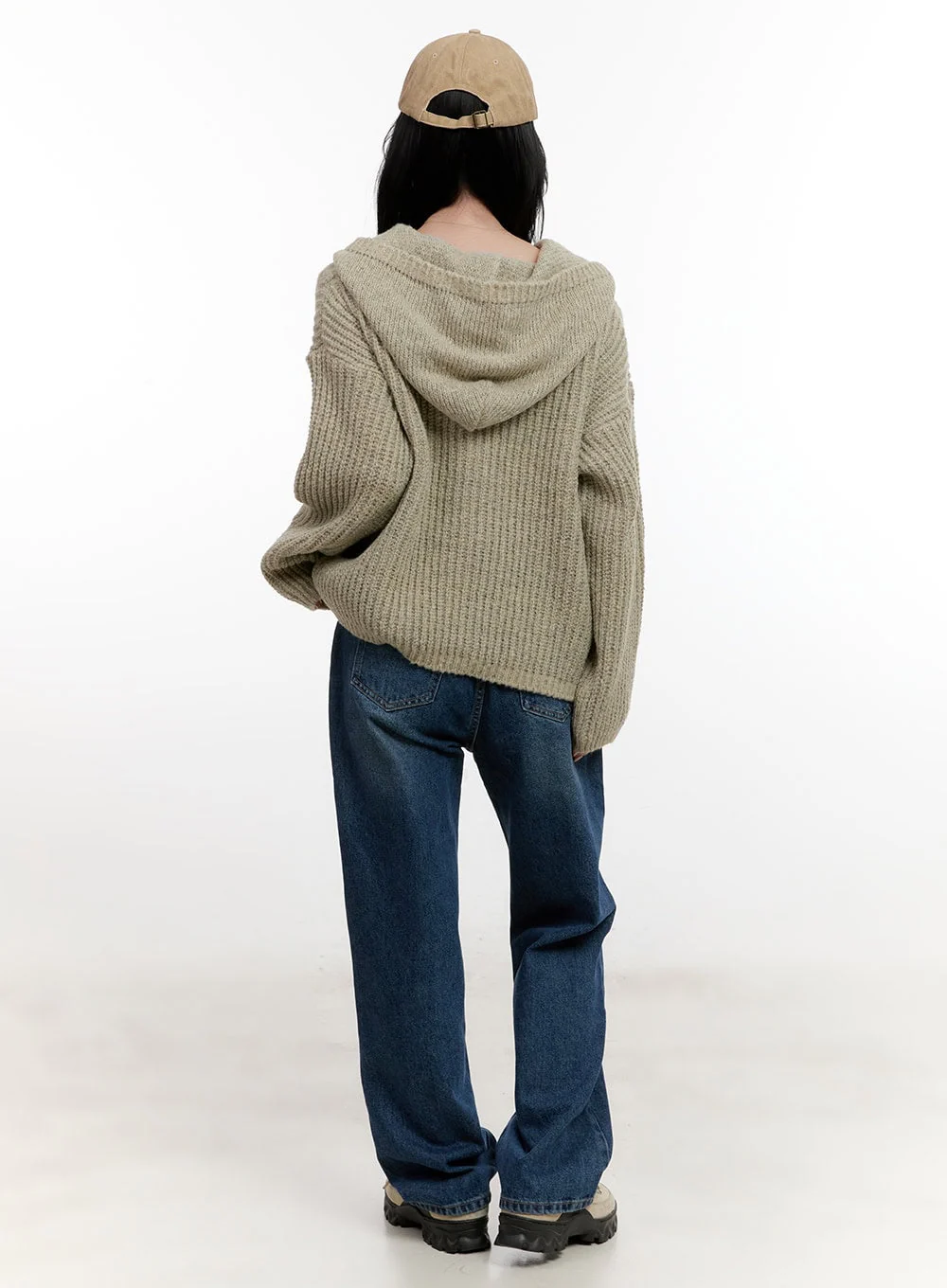 Oversized Cable Knit Hooded Cardigan CF527 - Image 5