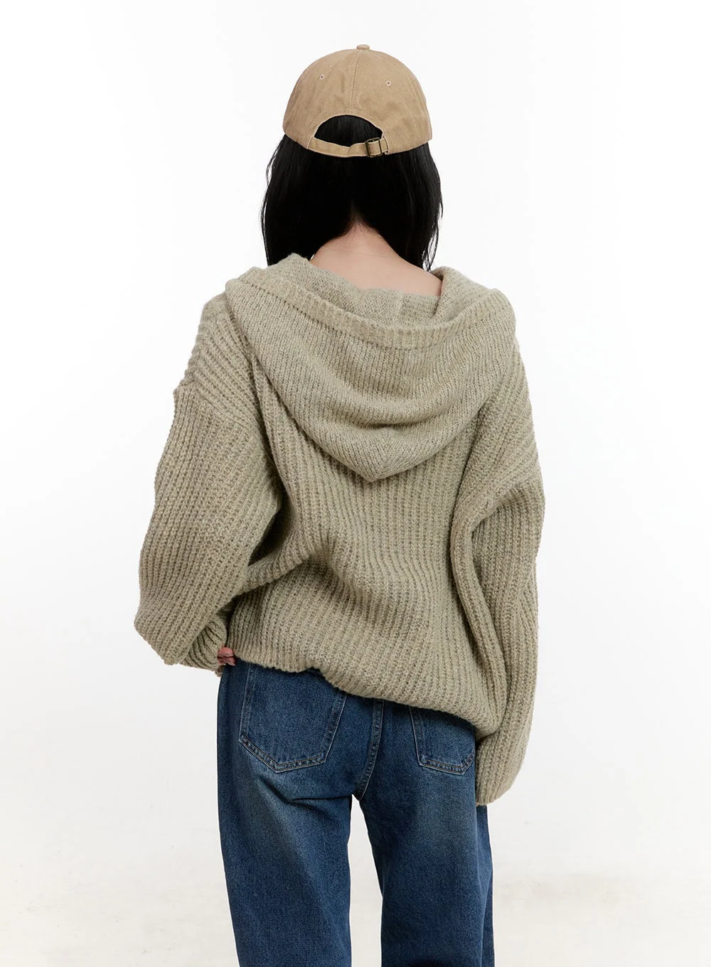 Oversized Cable Knit Hooded Cardigan CF527 - Image 7