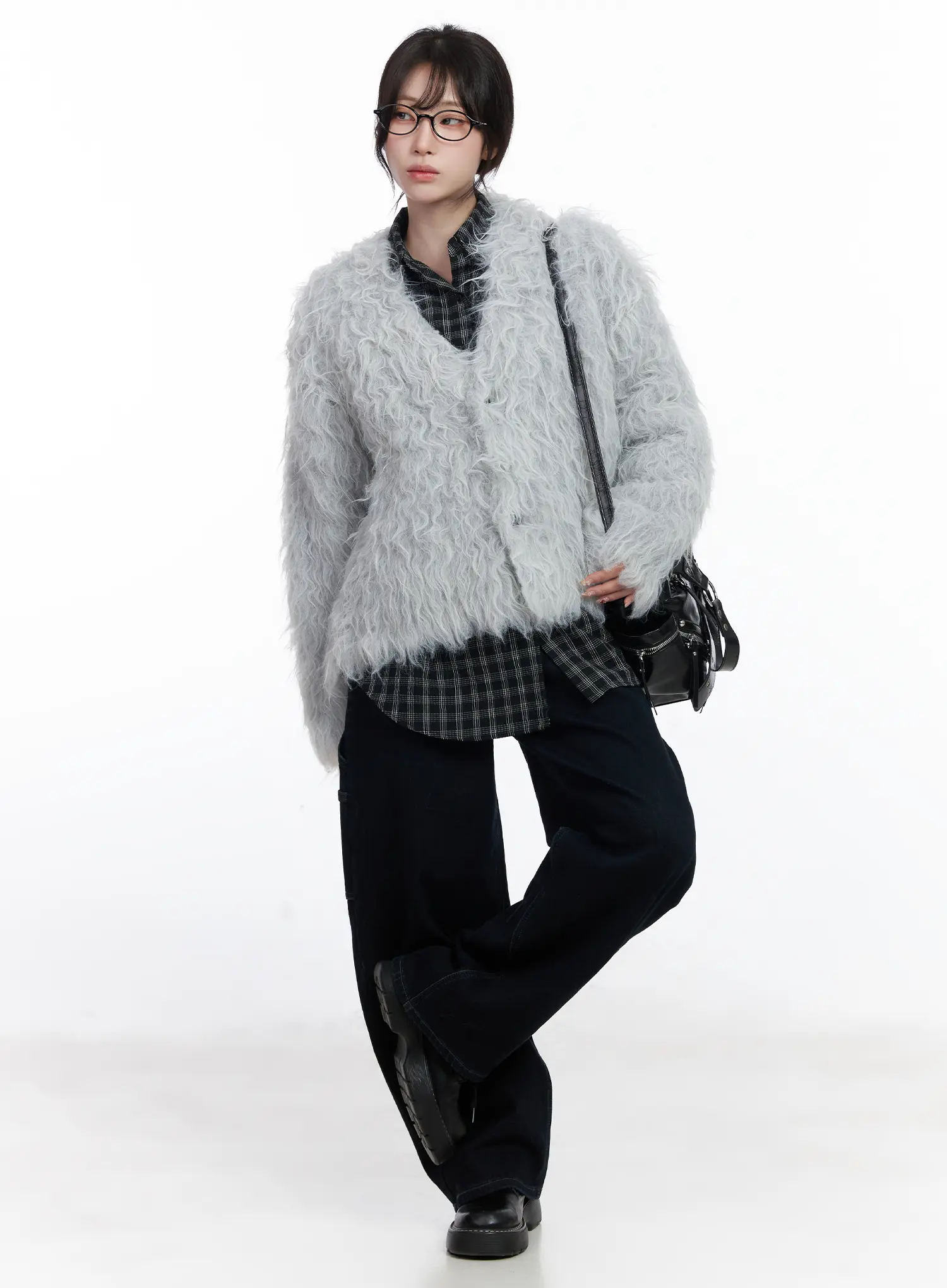 Oversized Checkered Long Sleeve Shirt CJ526 - Image 6