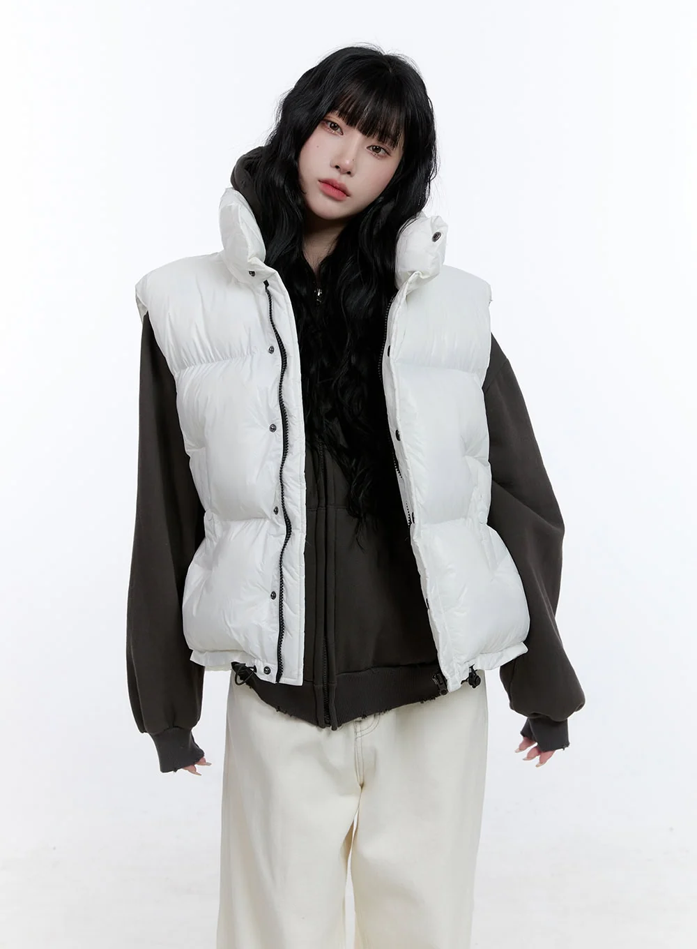Oversized Chic Zip-Up Puffer Vest CD419 - Image 10