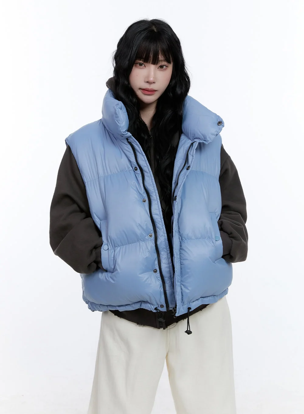 Oversized Chic Zip-Up Puffer Vest CD419 - Image 8