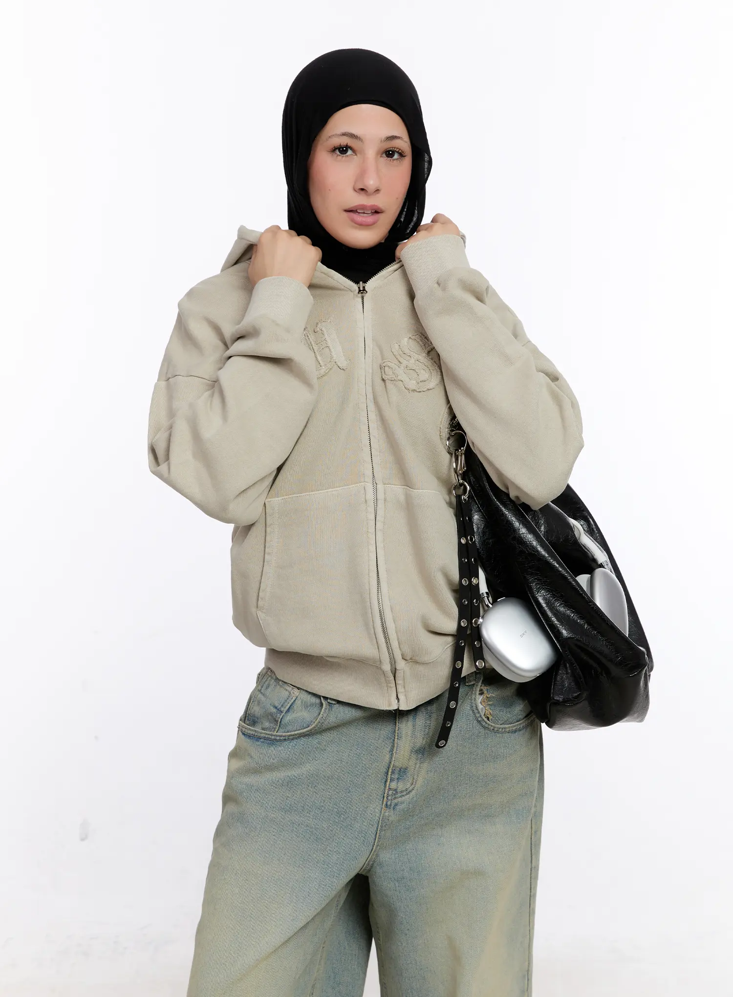 Oversized Cotton Zip-Up Hoodie CS524 - Image 9