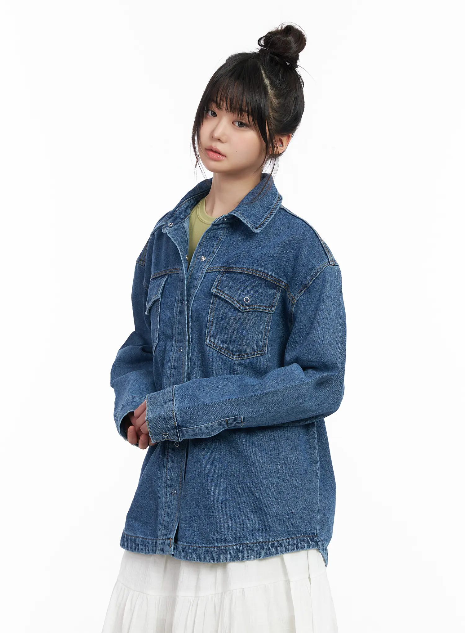 Oversized Denim Buttoned Jacket CM512 - Image 5