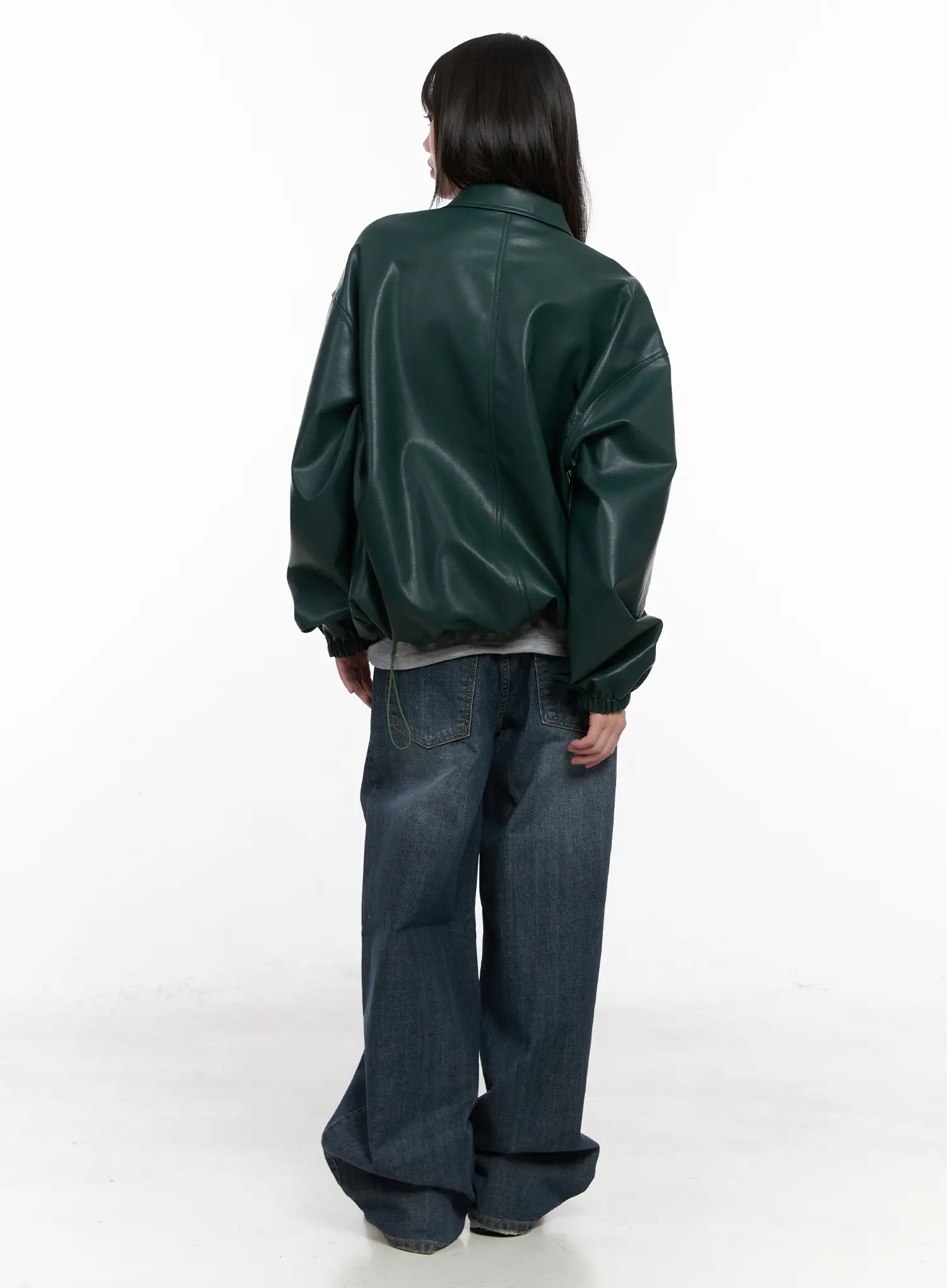 Oversized Faux-Leather Jacket CN511 - Image 10