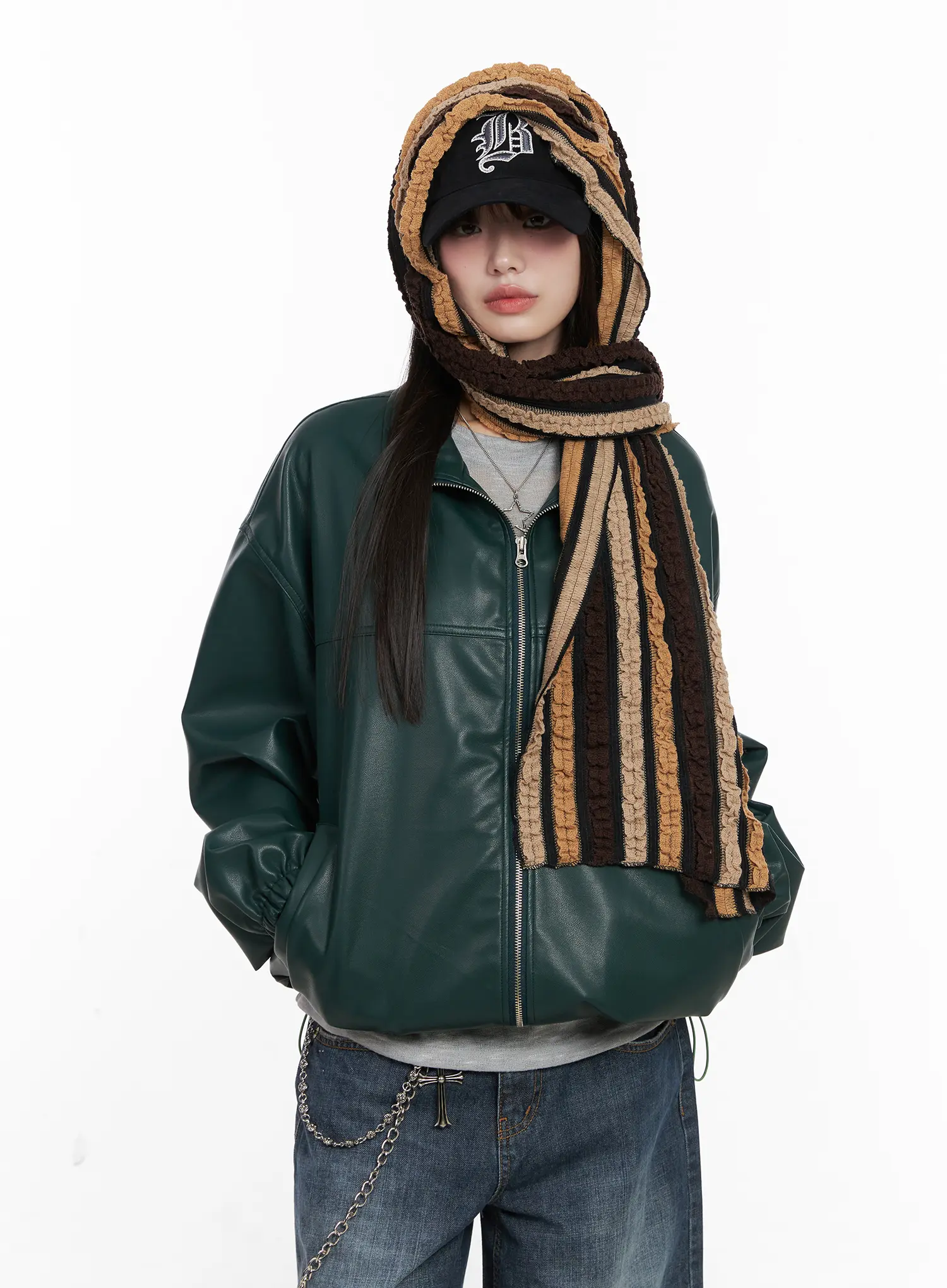 Oversized Faux-Leather Jacket CN511 - Image 11