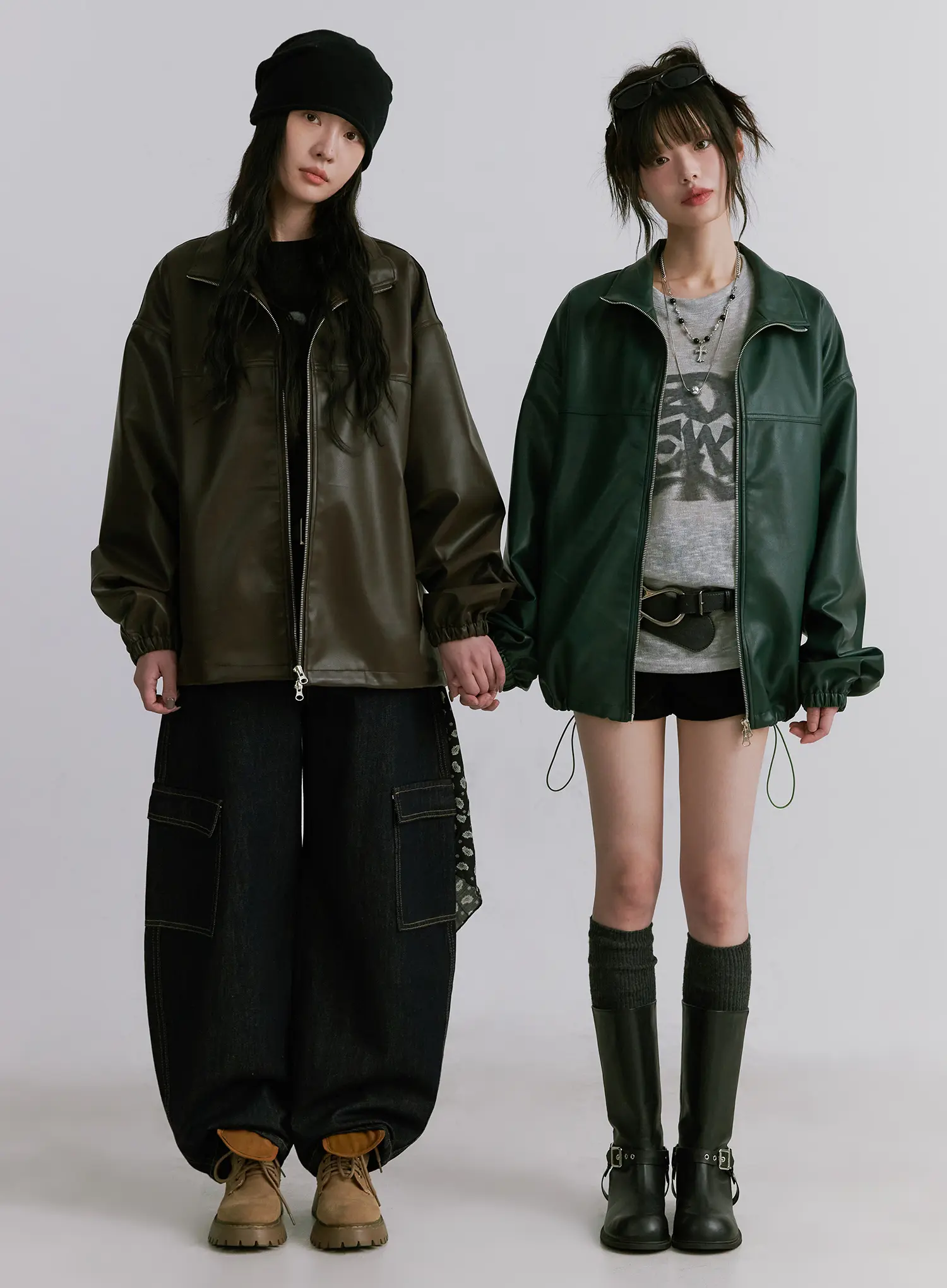 Oversized Faux-Leather Jacket CN511 - Image 12