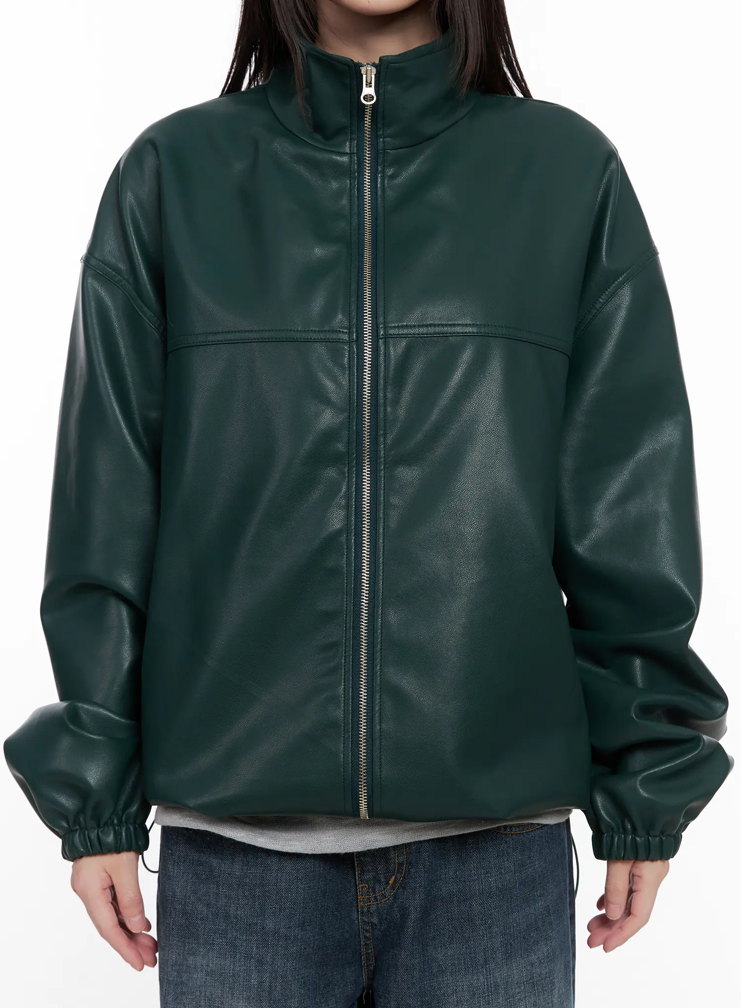 Oversized Faux-Leather Jacket CN511 - Image 2